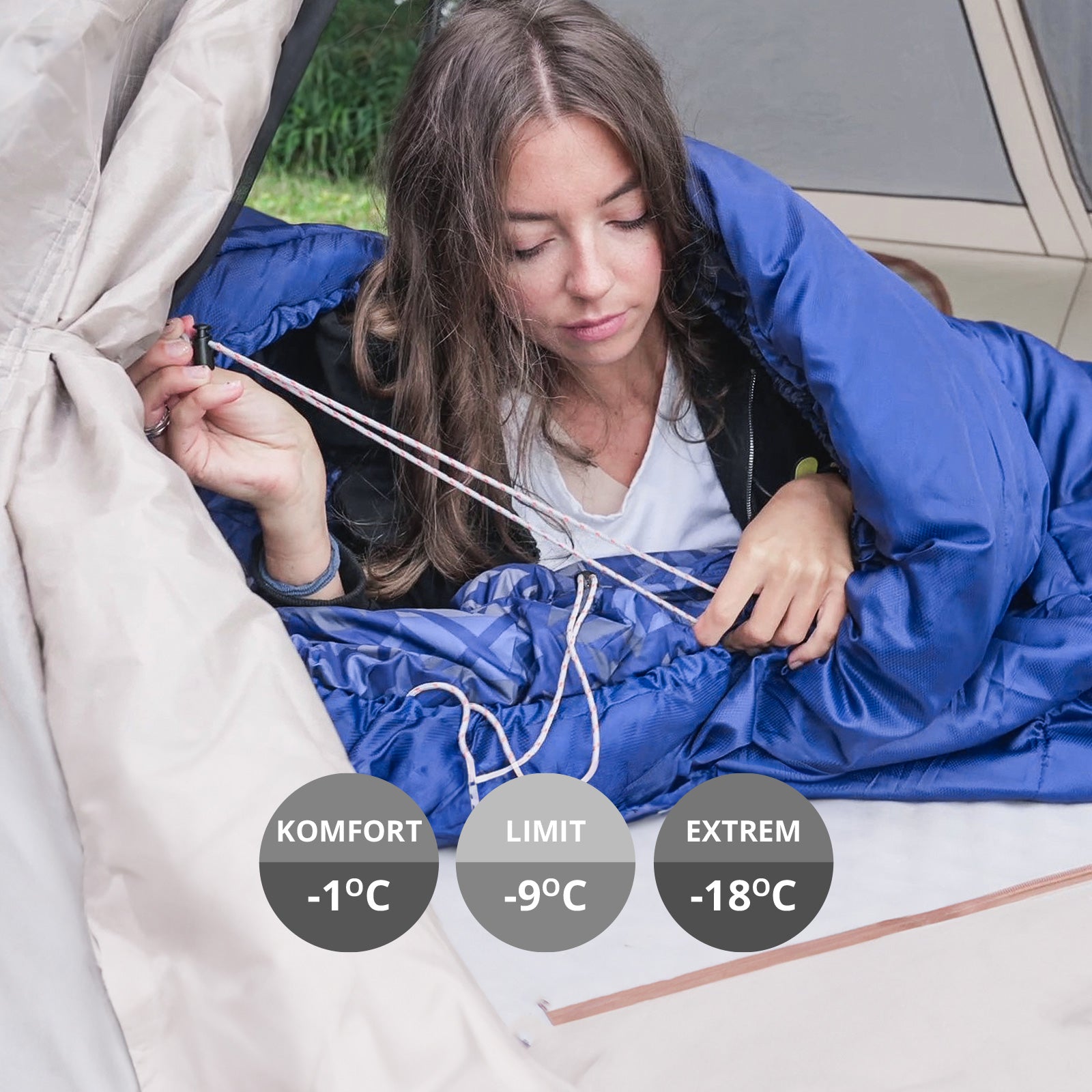 KINGCAMP Mumienschlafsack Superior 400XL 3 Jahreszeiten Schlafsack XL Lang -18°C