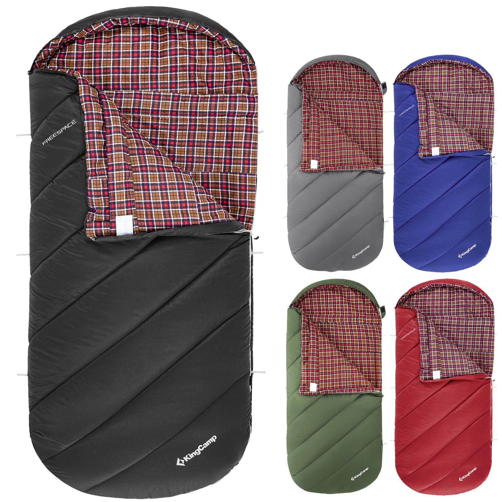 KINGCAMP Deckenschlafsack Freespace 250 Winter Schlafsack Breit Baumwolle -8°C