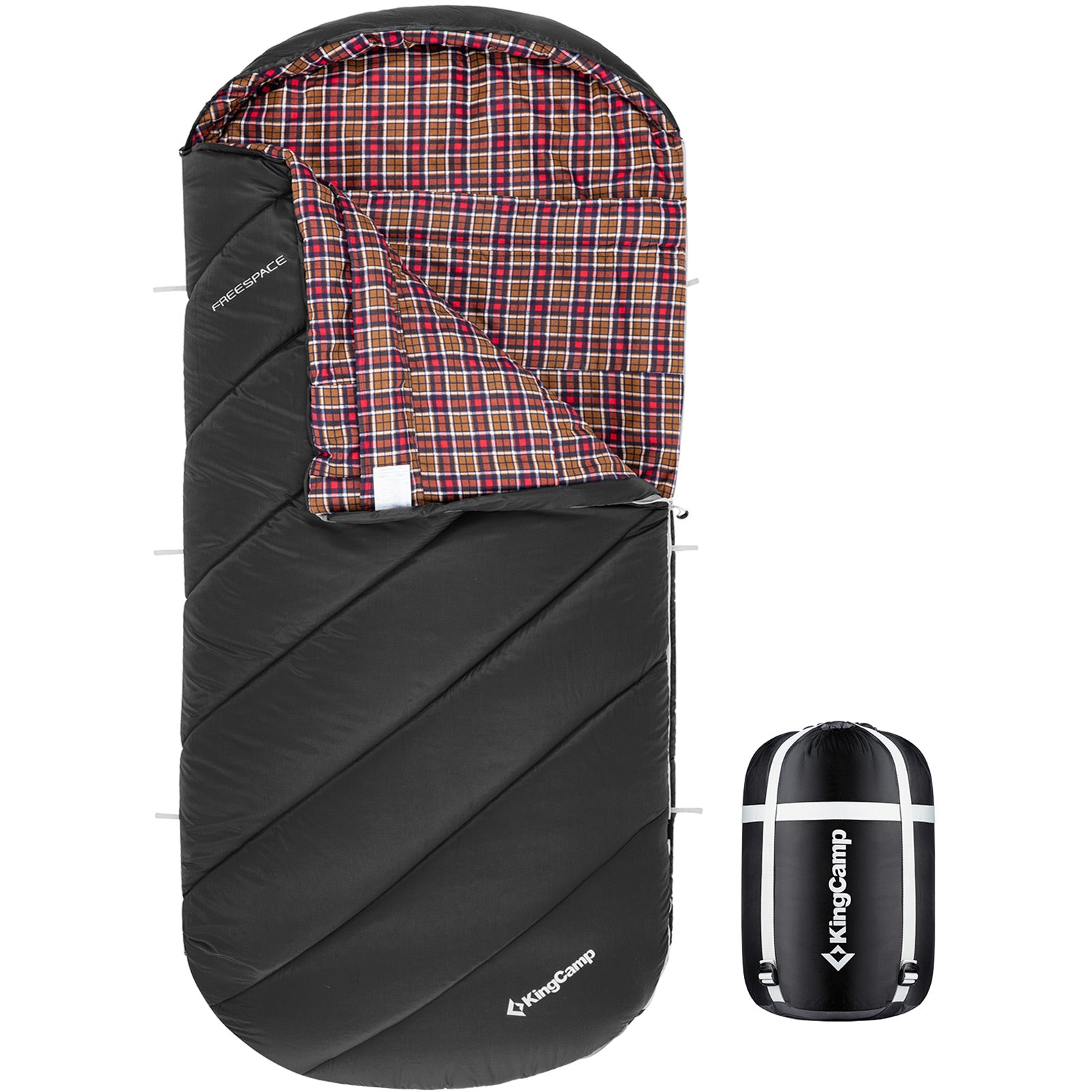 KINGCAMP Deckenschlafsack Freespace 250 Winter Schlafsack Breit Baumwolle -8°C