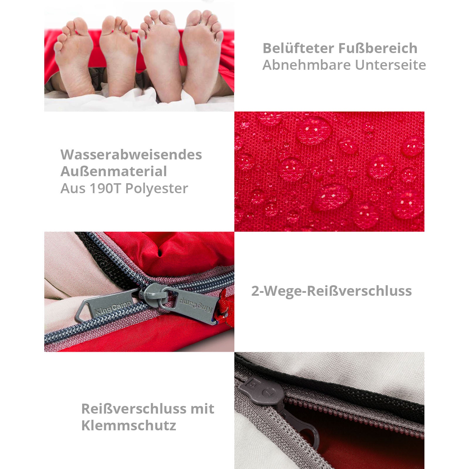 Sac de couchage couverture KINGCAMP Oxygen 250 D Sac de couchage double 2 personnes XL long -3°C