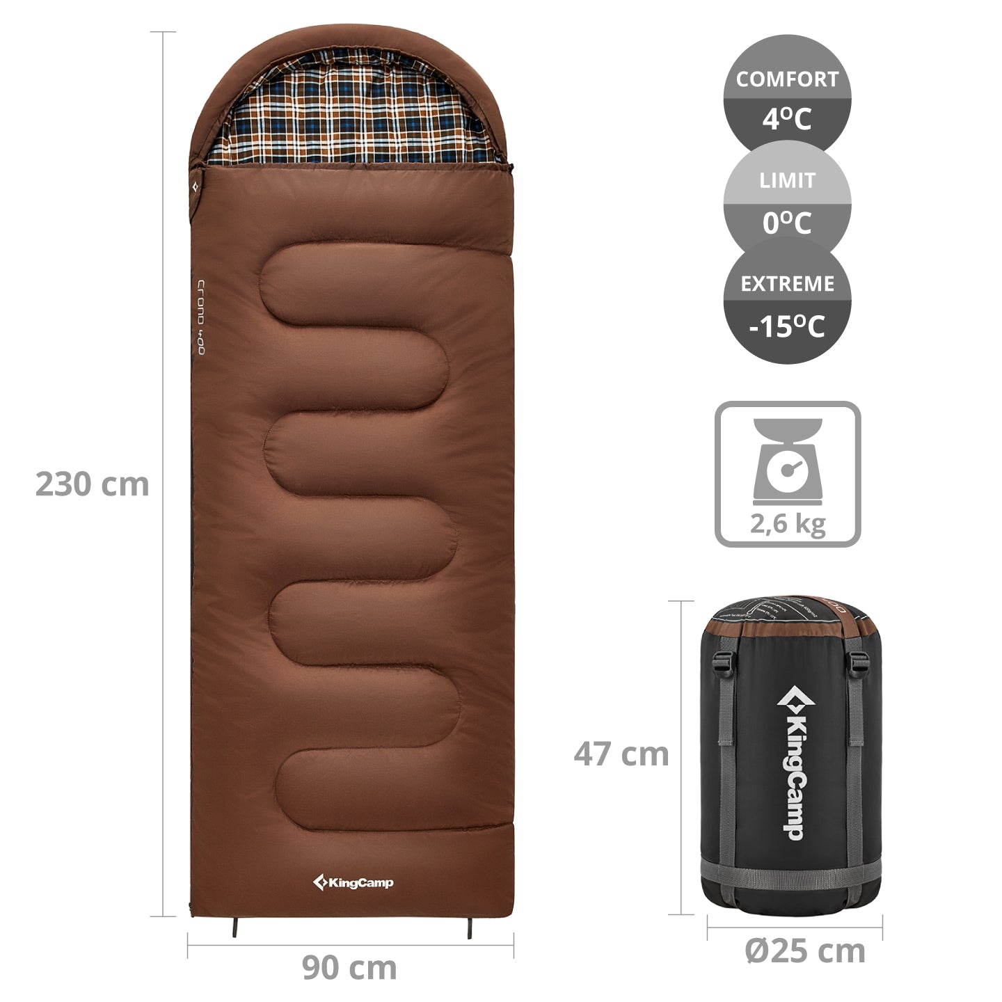KINGCAMP Deckenschlafsack Cloud 400 Winter Schlafsack Baumwolle XL Breit -15°C