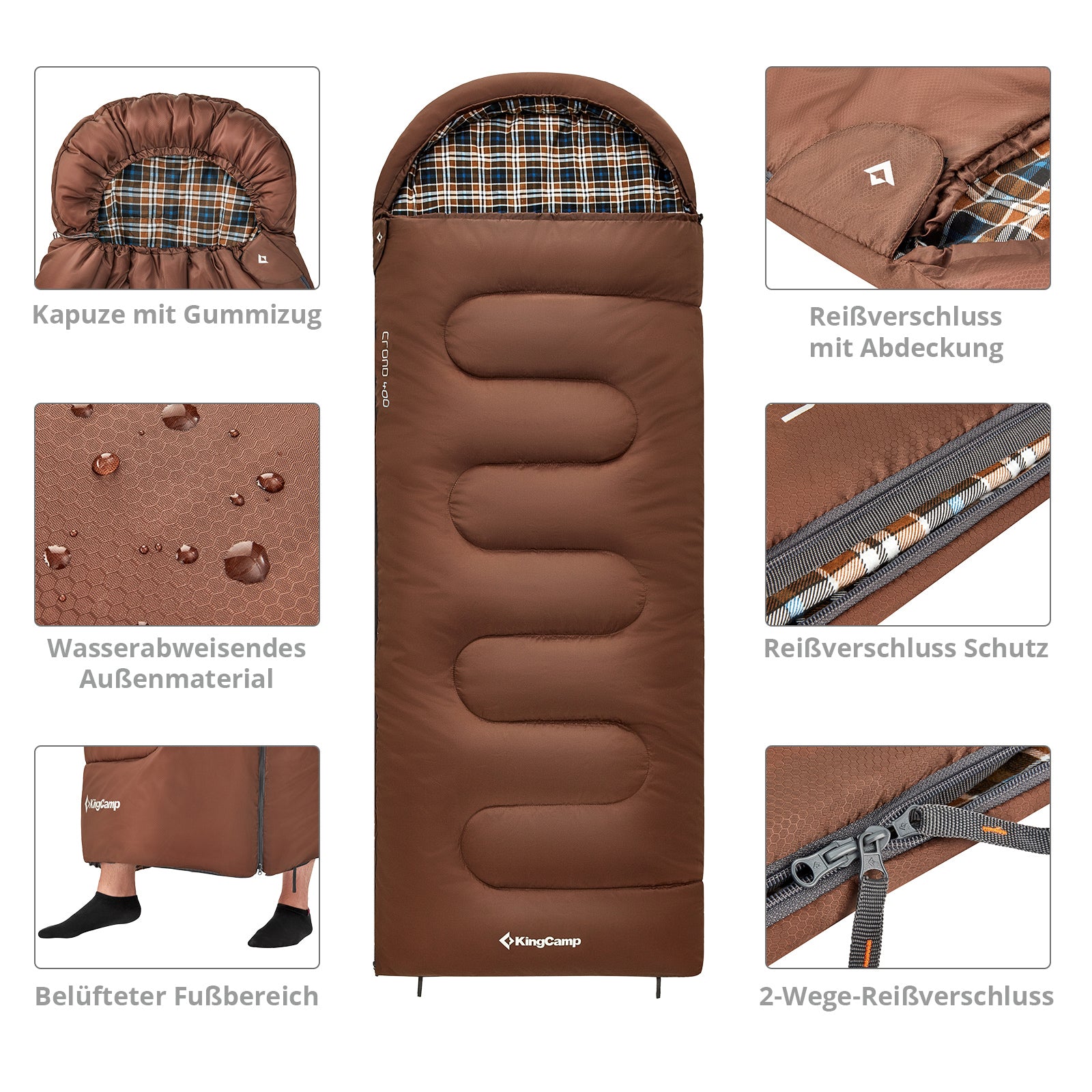 Sac de couchage couverture KINGCAMP Cloud 400 sac de couchage hiver coton XL large -15°C