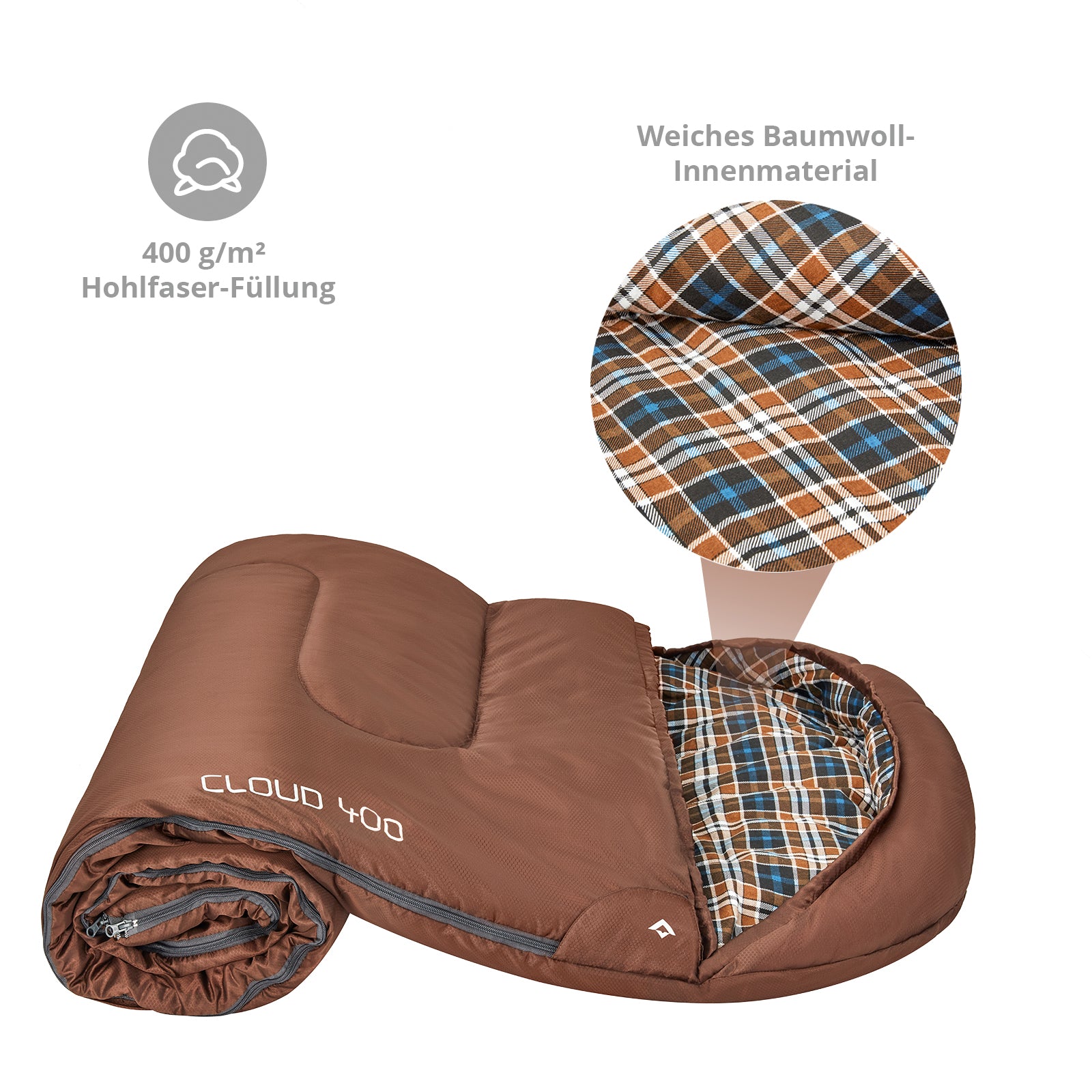 KINGCAMP blanket sleeping bag Cloud 400 winter sleeping bag cotton XL wide -15°C