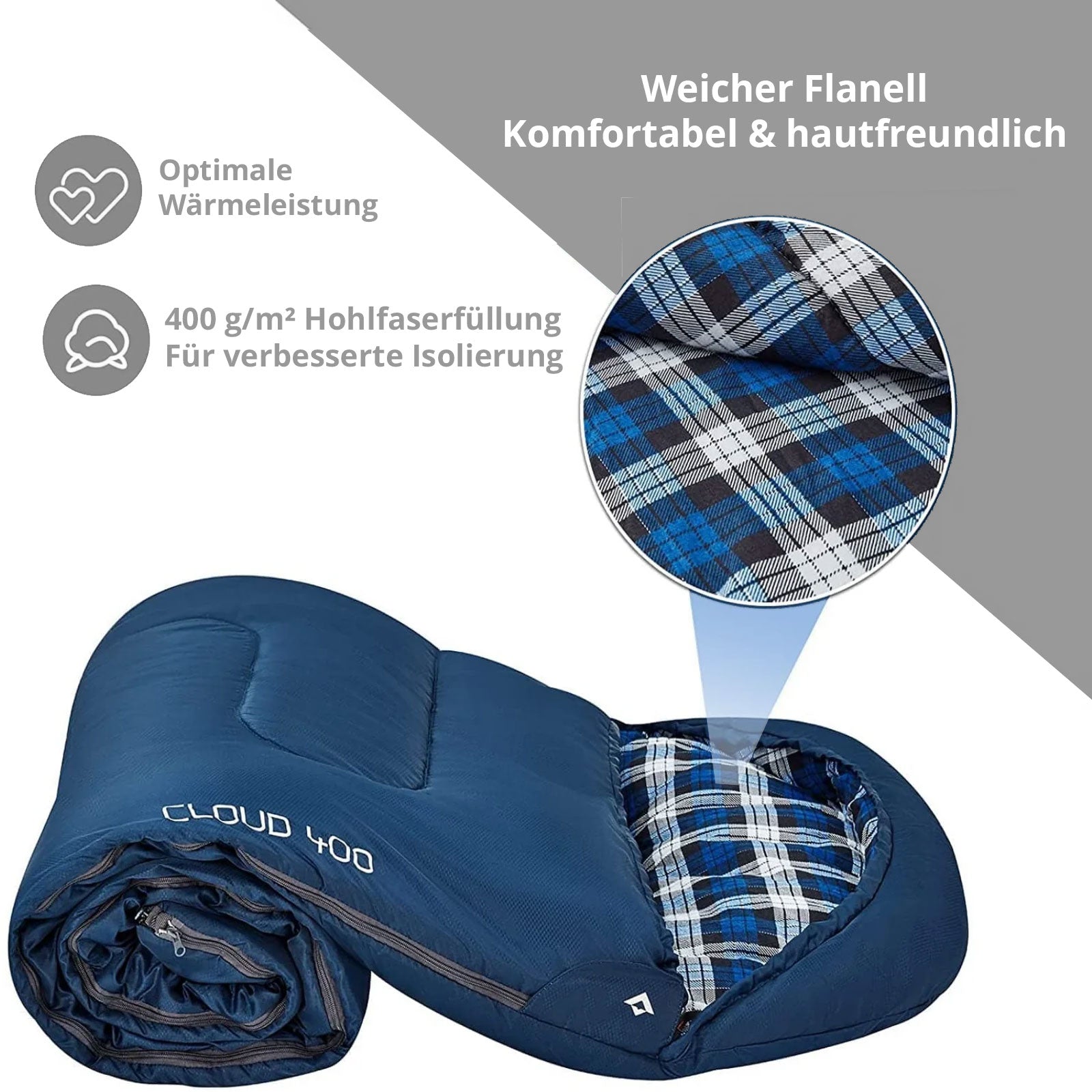 KINGCAMP blanket sleeping bag Cloud 400 winter sleeping bag cotton XL wide -15°C