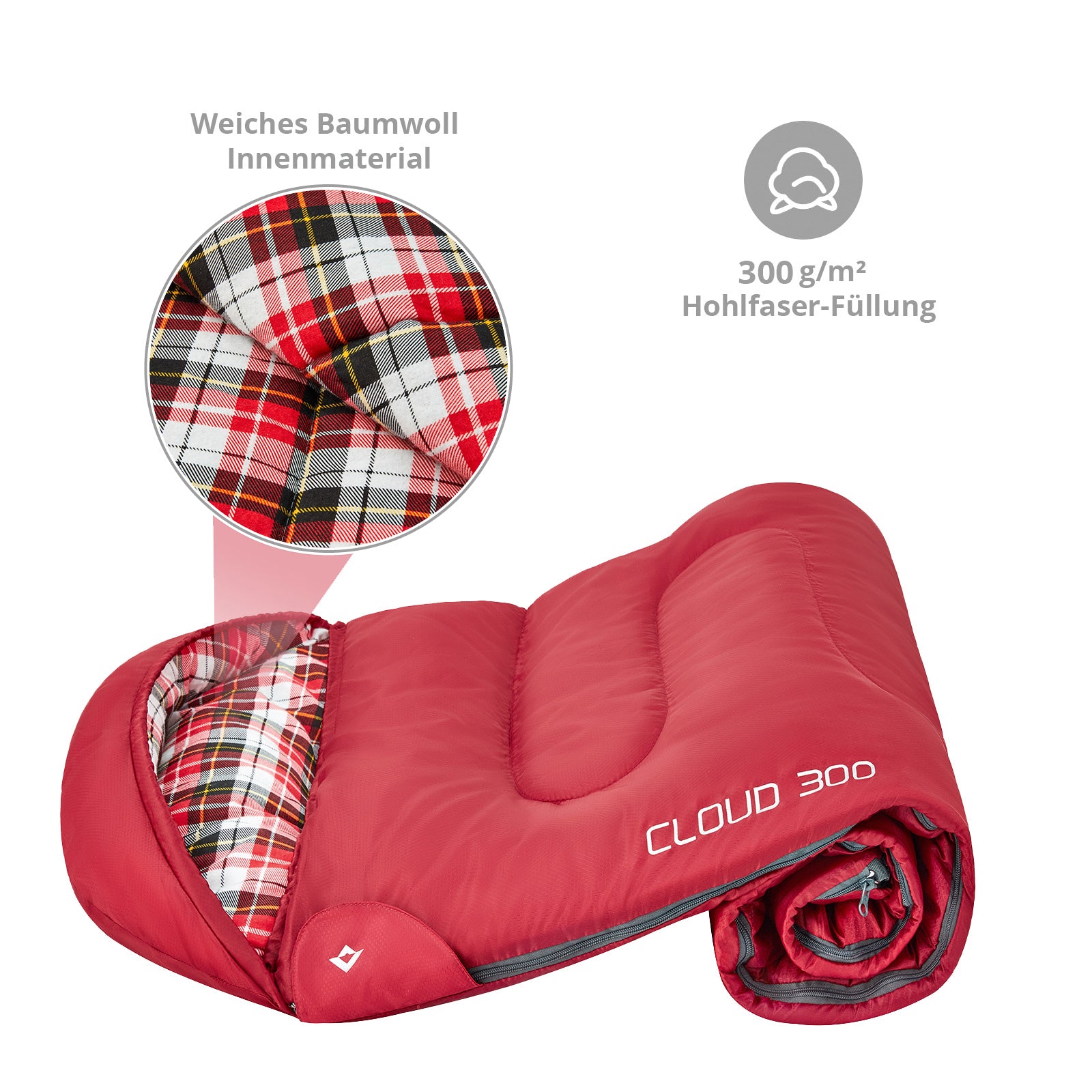 KINGCAMP Kinderschlafsack Cloud 300 Winter Decken Schlafsack XL Breit Baumwolle