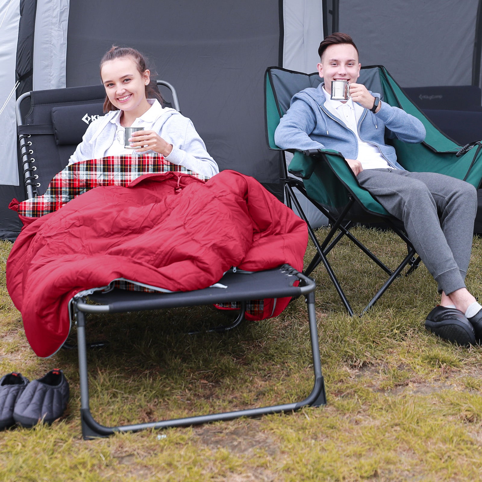 KINGCAMP Kinderschlafsack Cloud 300 Winter Decken Schlafsack XL Breit Baumwolle