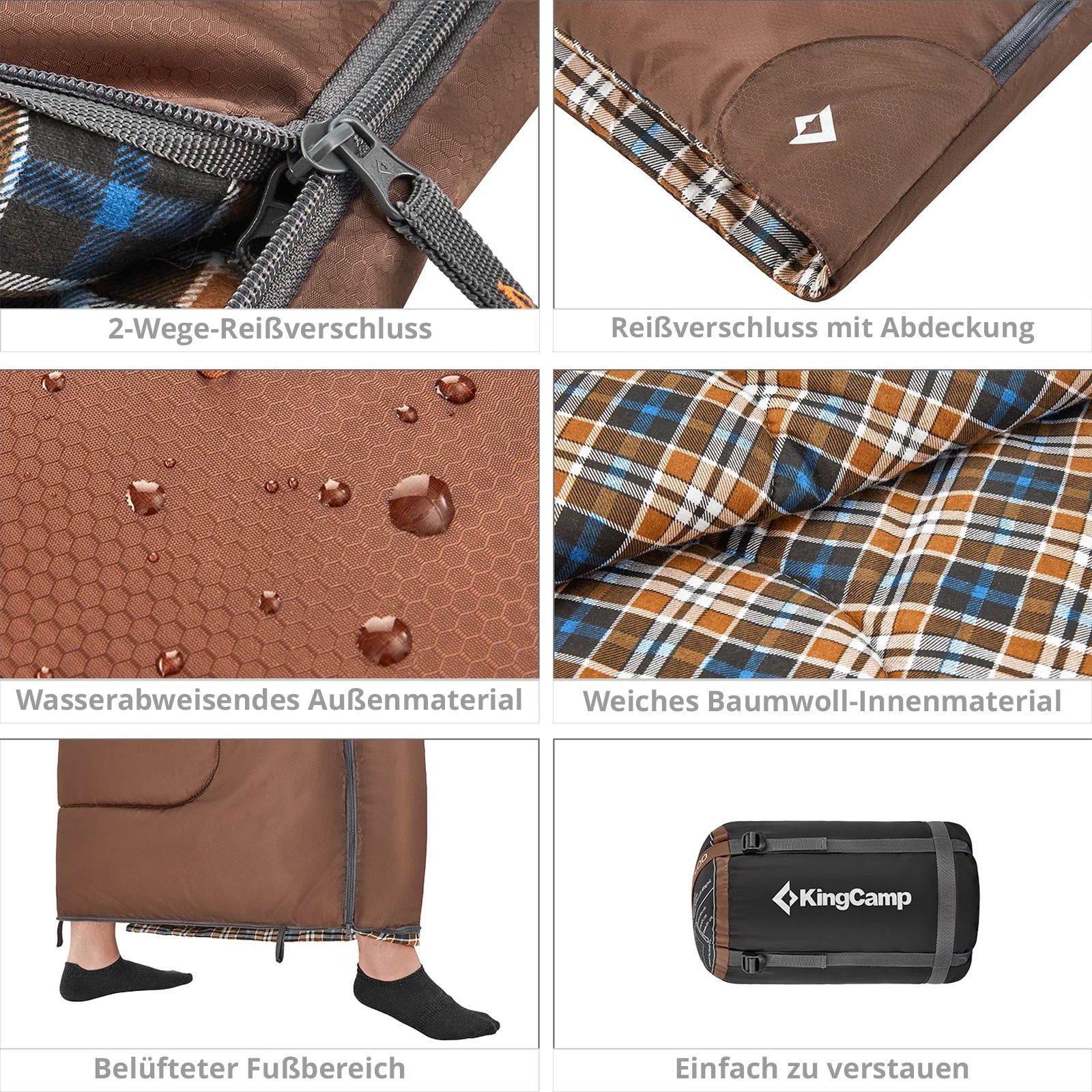 Sac de couchage couverture KINGCAMP Snowflake 400 Sac de couchage d'hiver XL Large Coton -15