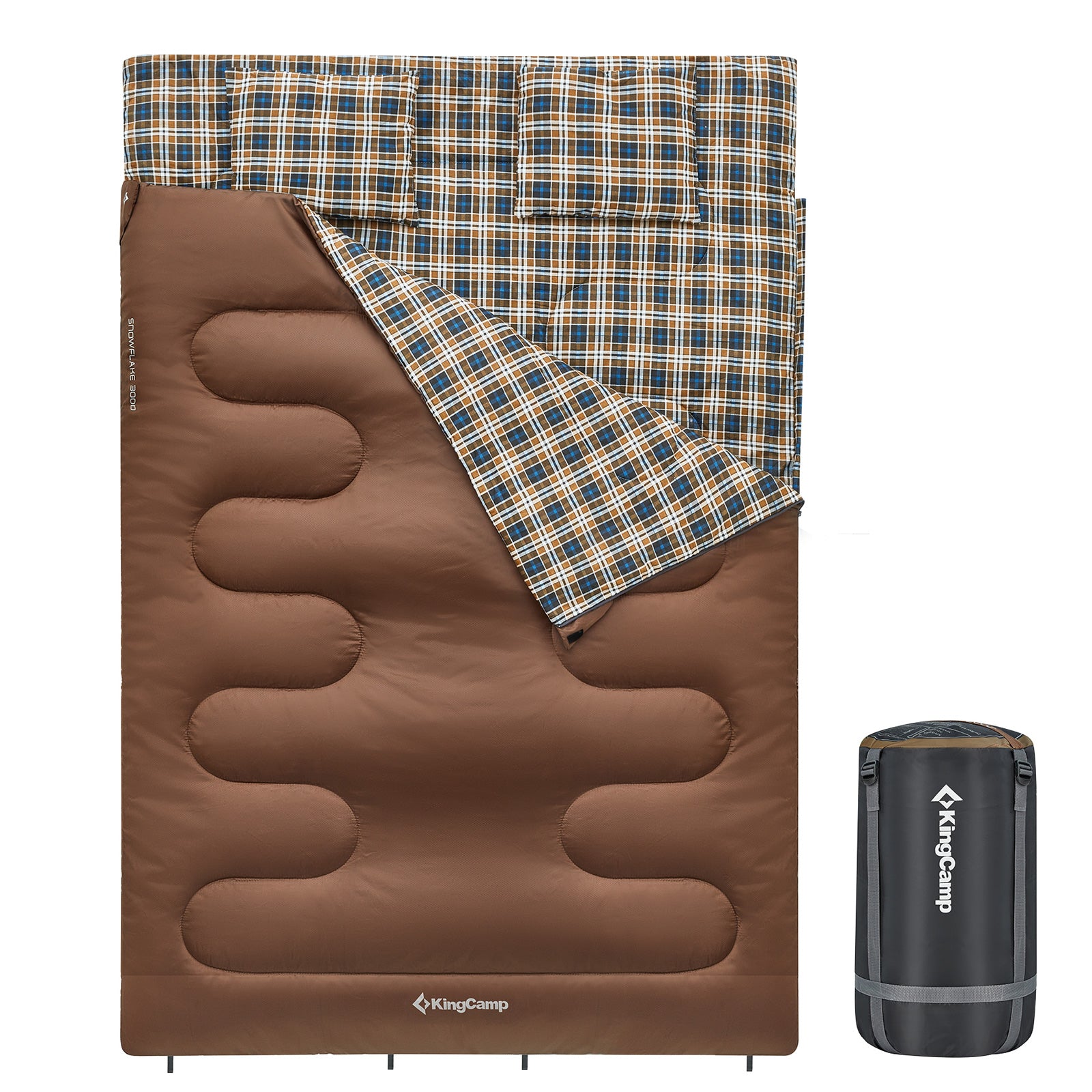 Sac de couchage KINGCAMP Snowflake 300D pour 2 personnes, sac de couchage double long -13°C