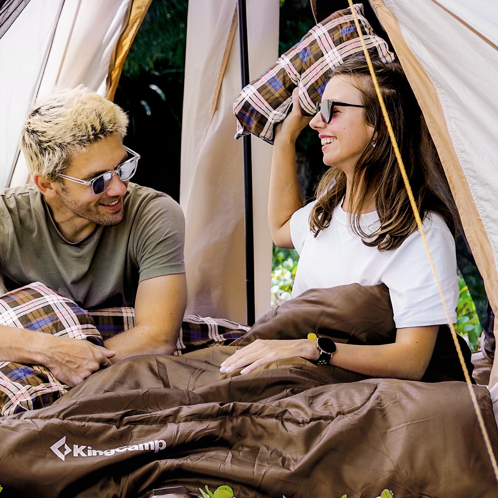 KINGCAMP Deckenschlafsack Snowflake 300D 2 Personen Doppel Schlafsack Lang -13°C