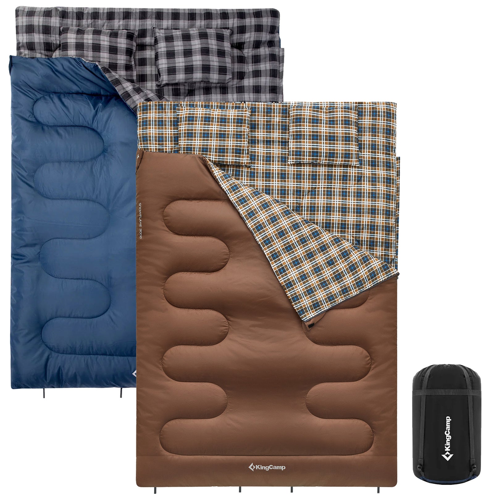 KINGCAMP Deckenschlafsack Snowflake 300D 2 Personen Doppel Schlafsack Lang -13°C