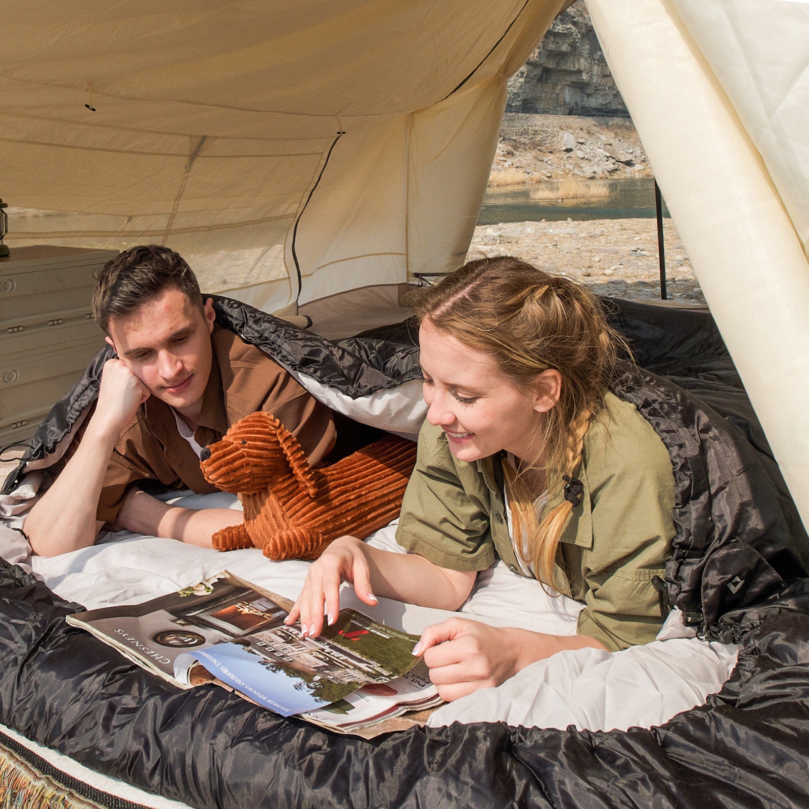 Sac de couchage KINGCAMP Fallon Double pour 2 personnes, modèle long, -14 °C