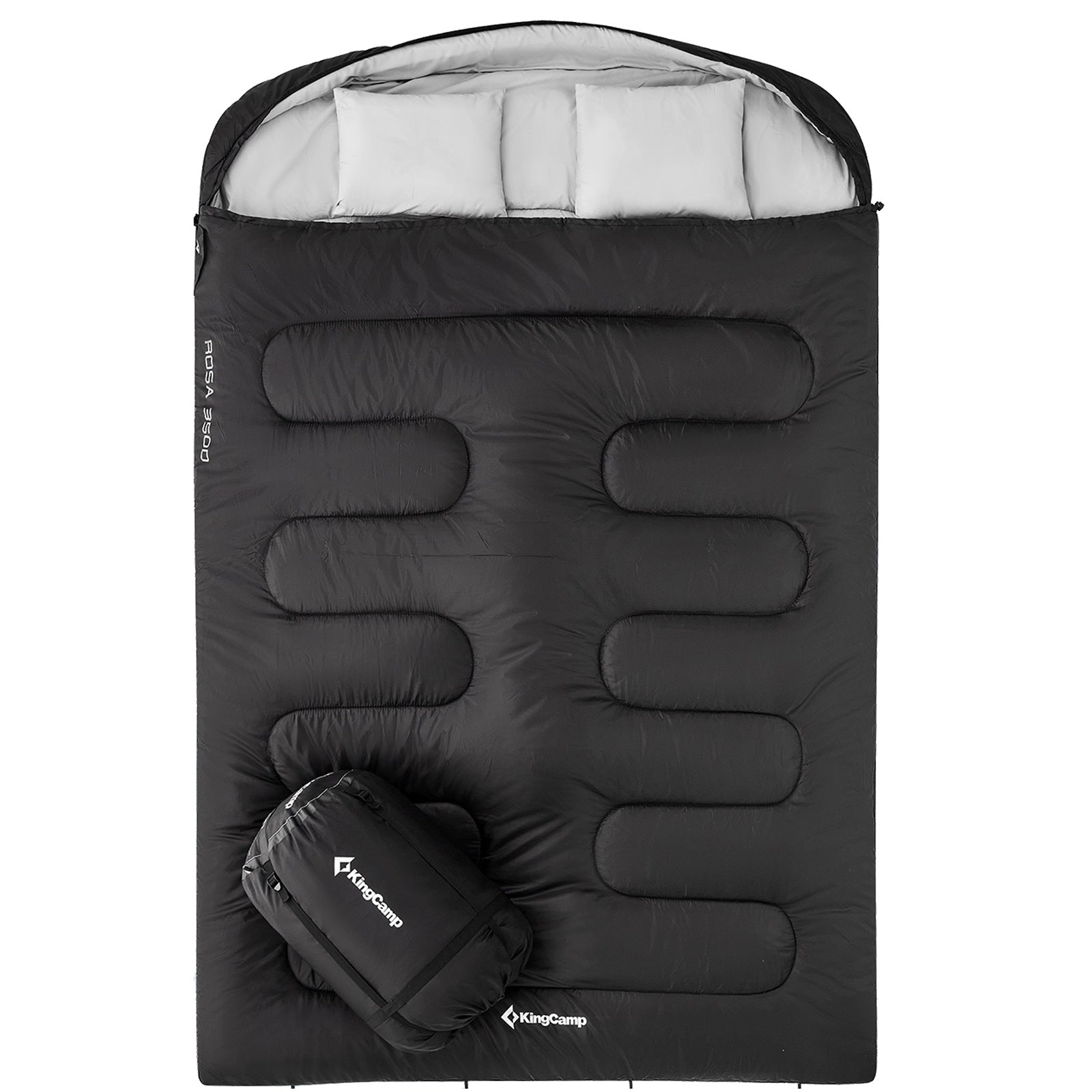 Sac de couchage KINGCAMP Fallon Double pour 2 personnes, modèle long, -14 °C