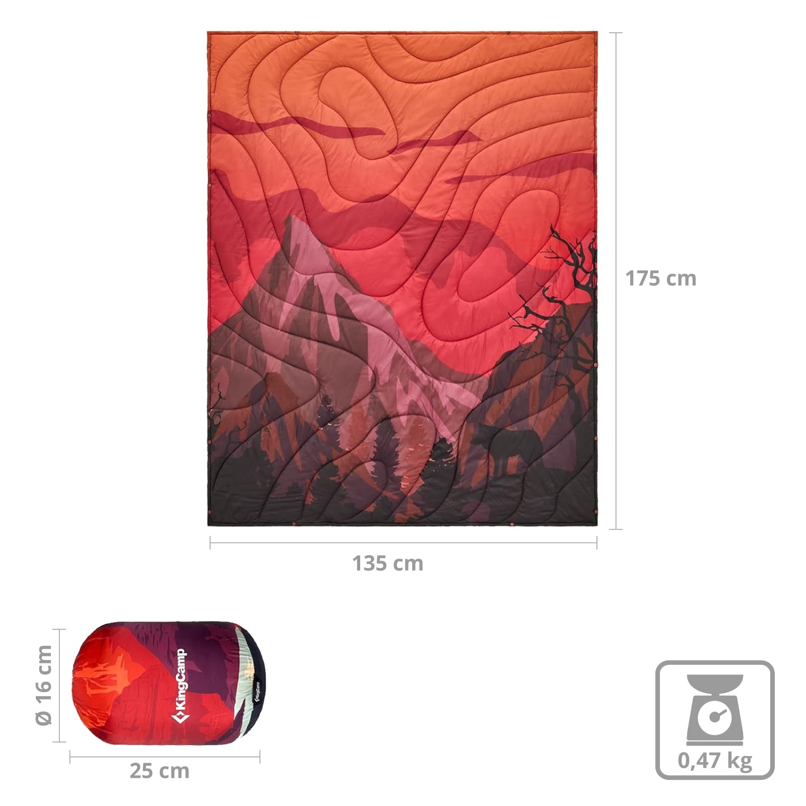 KINGCAMP Camping Decke Woodville Picknick Strand Matte Park Decke Leicht Reise