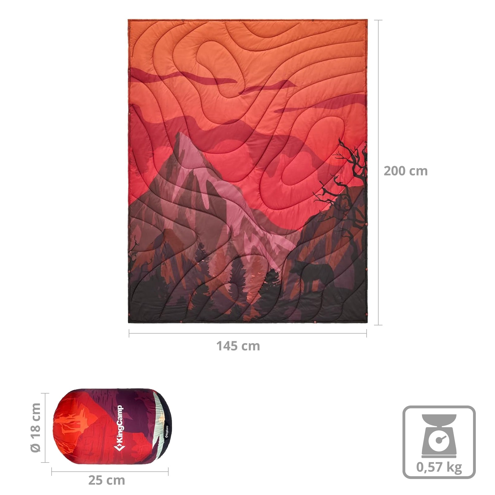 KINGCAMP Camping Decke Woodville Picknick Strand Matte Park Decke Leicht Reise