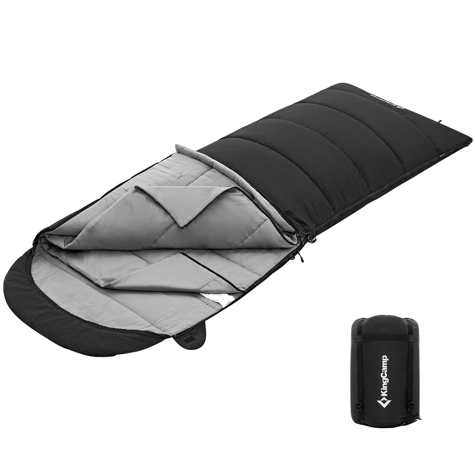 KINGCAMP Deckenschlafsack Bedfort Winter Schlafsack XL Lang Breit Baumwolle -15°