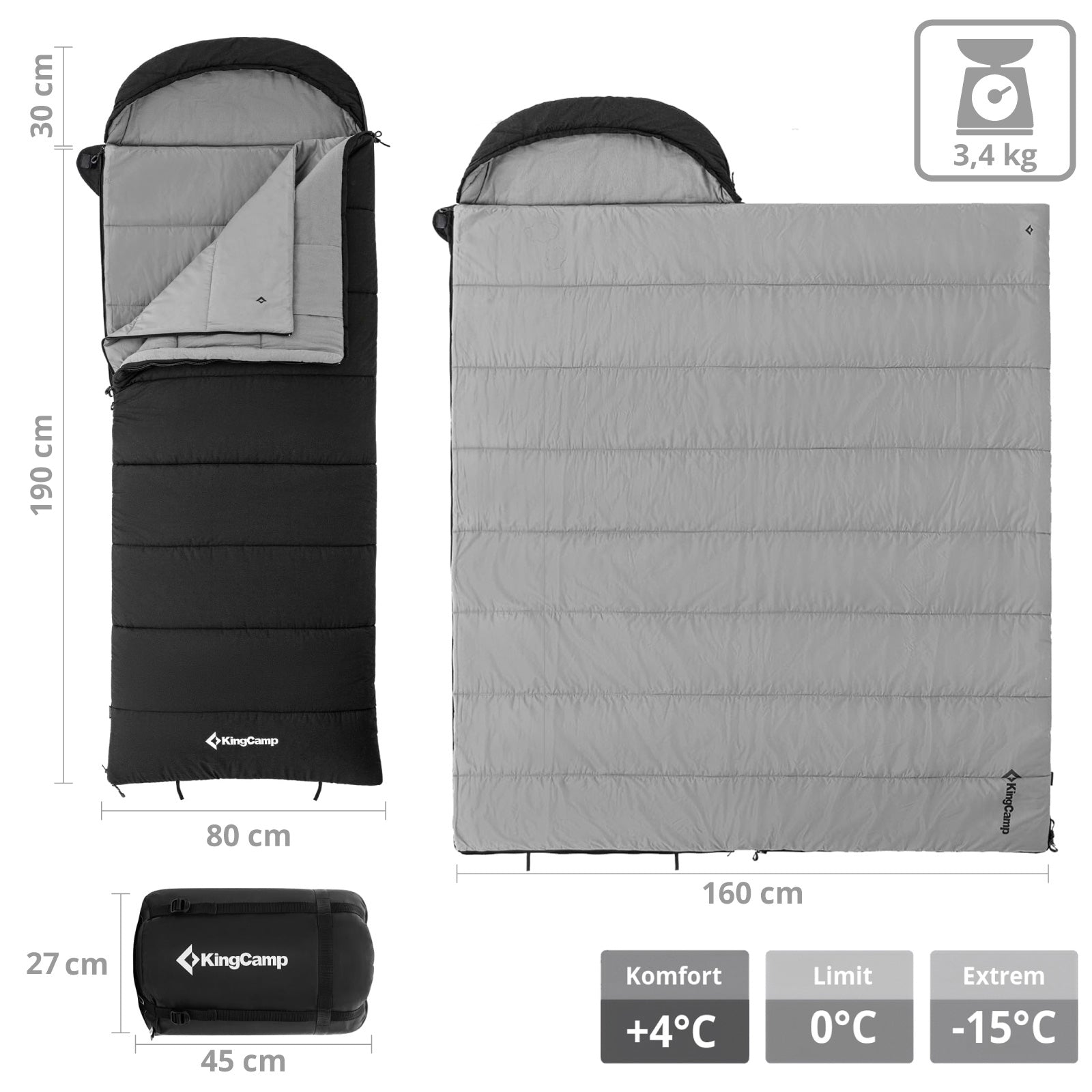 KINGCAMP Blanket Sleeping Bag Bedfort Winter Sleeping Bag XL Long Wide Cotton -15°