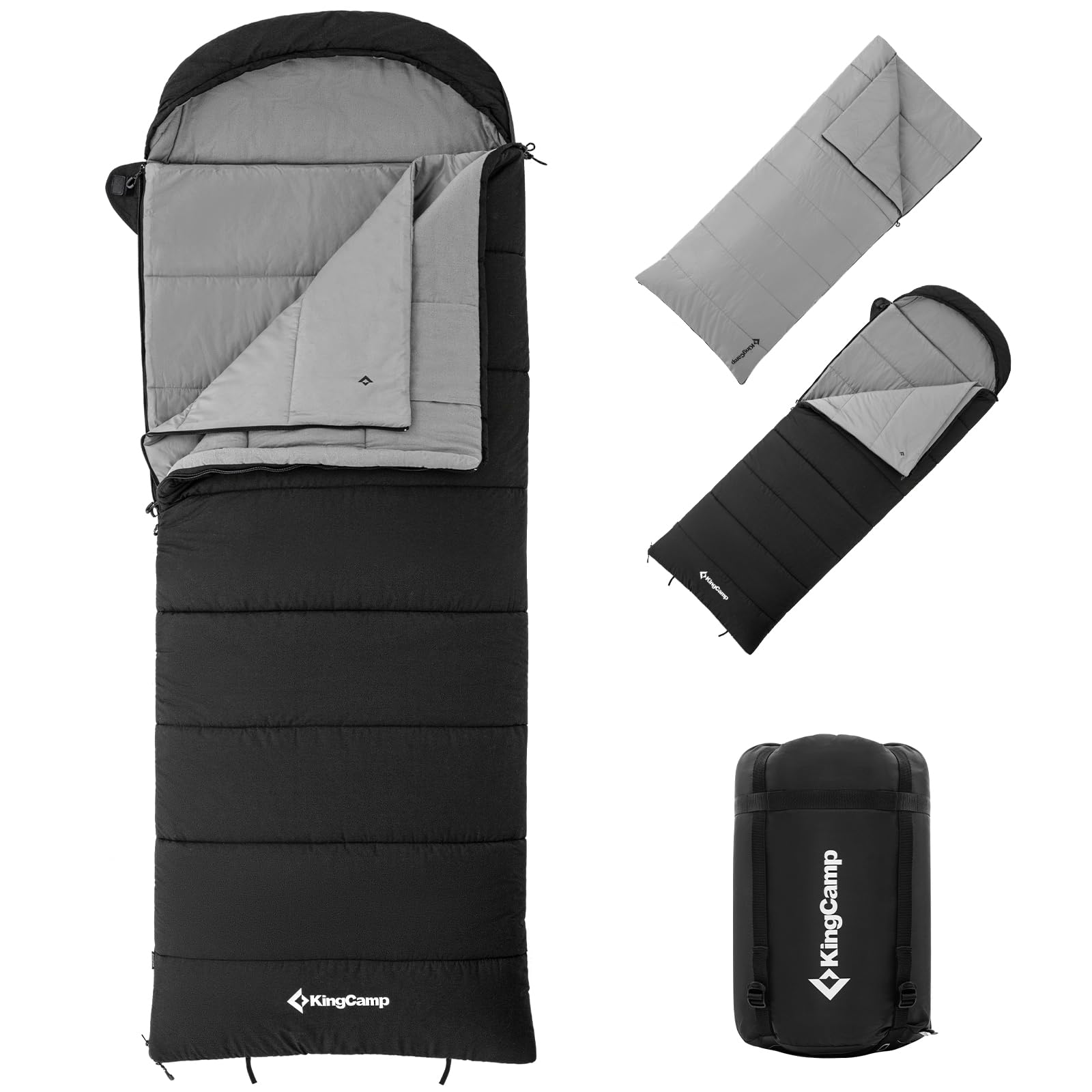 KINGCAMP Deckenschlafsack Bedfort Winter Schlafsack XL Lang Breit Baumwolle -15°