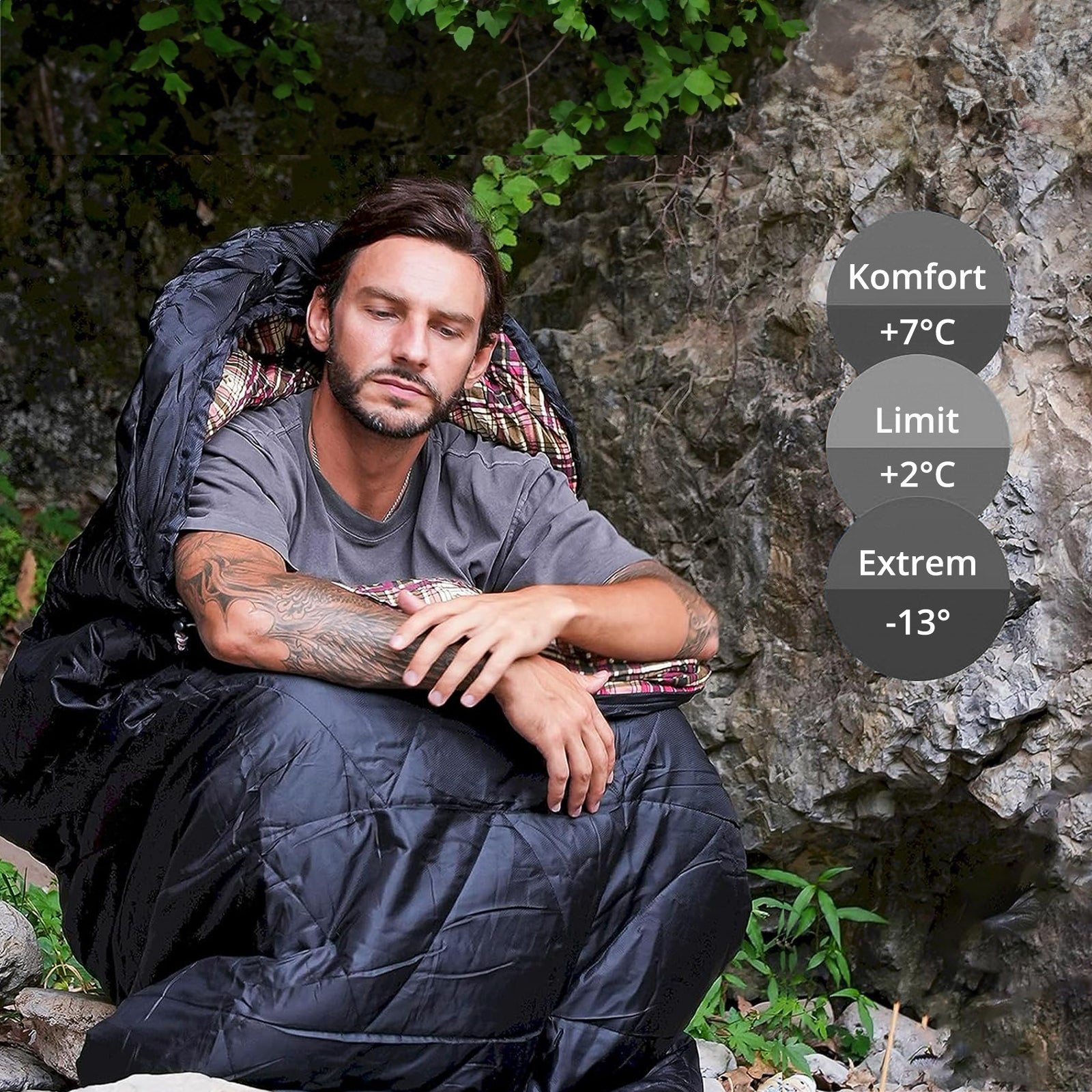KINGCAMP Deckenschlafsack Preston Winter Schlafsack XL Lang Breit Baumwolle -13°