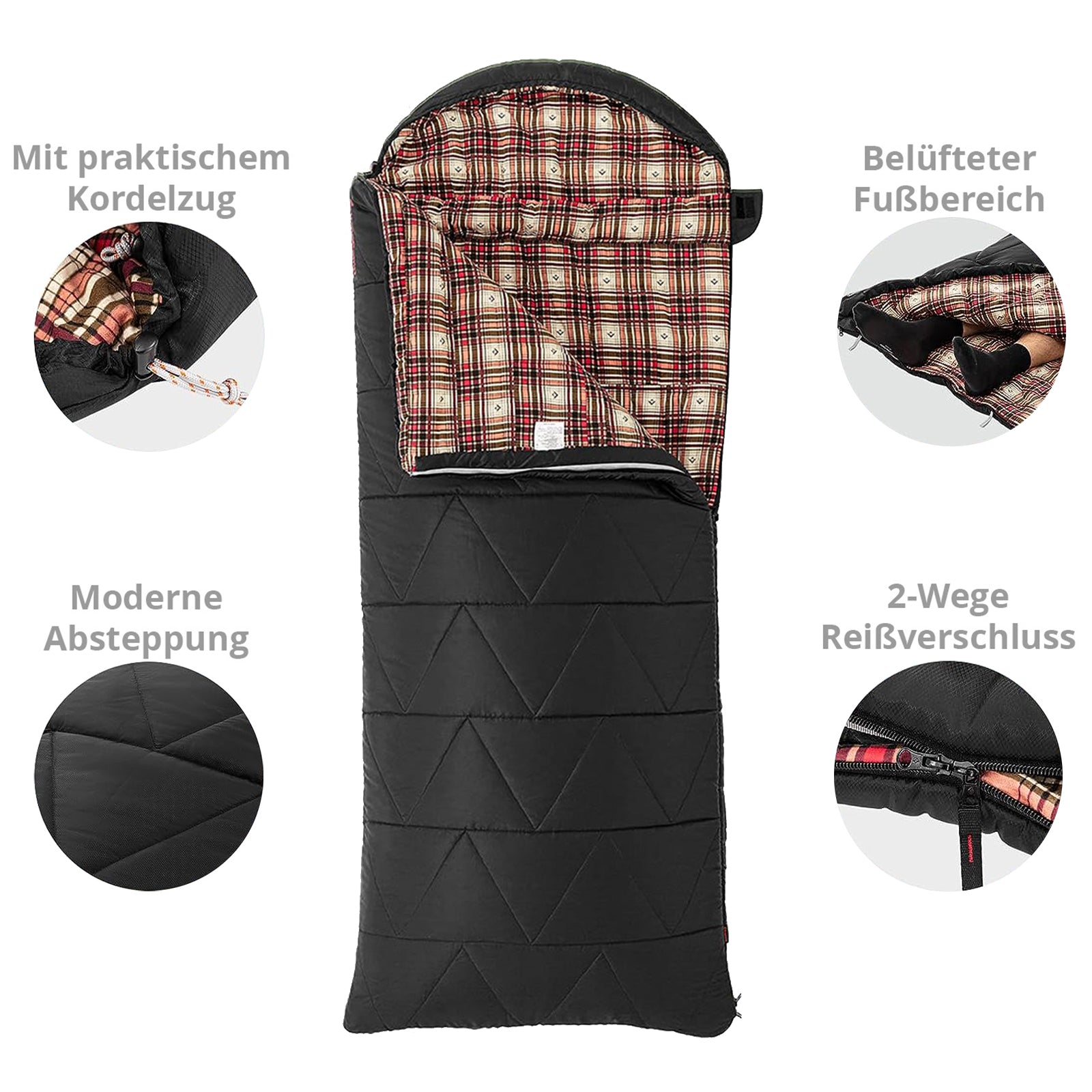 KINGCAMP Deckenschlafsack Preston Winter Schlafsack XL Lang Breit Baumwolle -13°