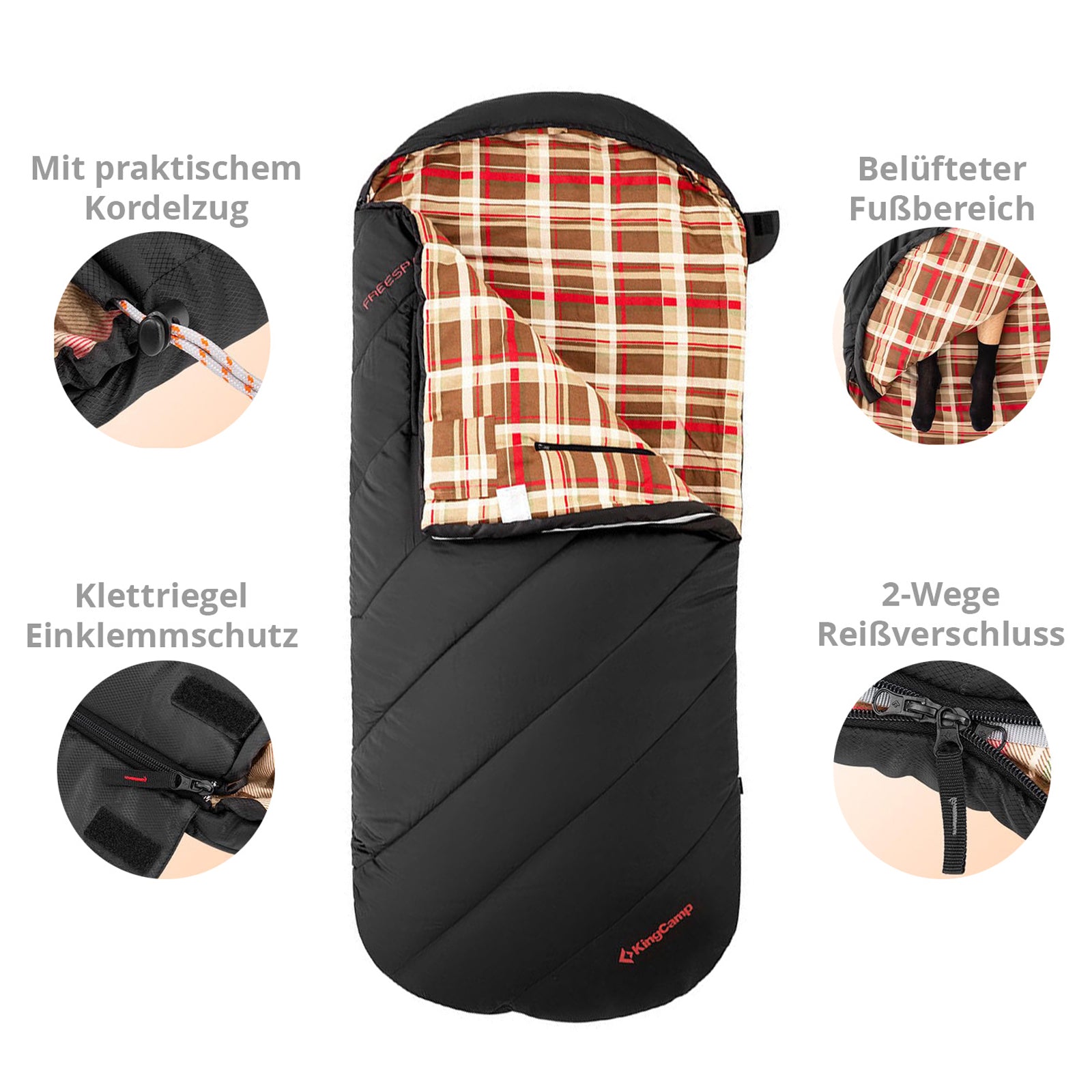 KINGCAMP Deckenschlafsack Freespace 300 Winter Schlafsack XL Breit Baumwolle -13