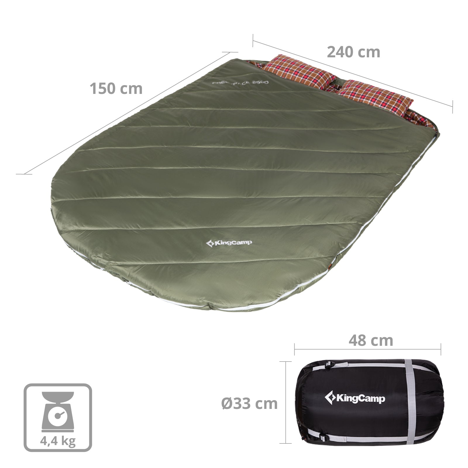 KINGCAMP Deckenschlafsack Freespace Double 2 Personen Doppel Schlafsack -8°C
