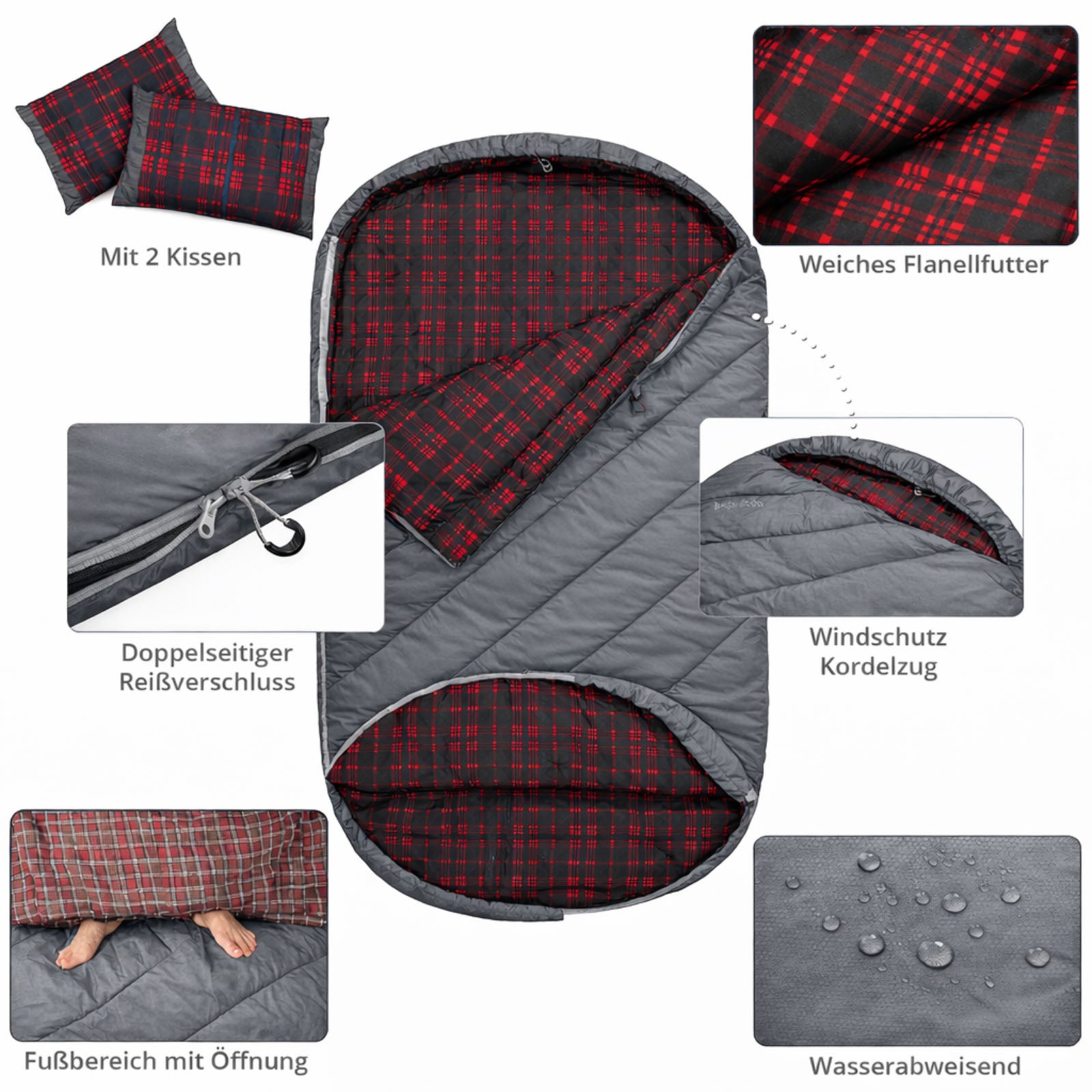 KINGCAMP Deckenschlafsack Freespace Double 2 Personen Doppel Schlafsack -8°C