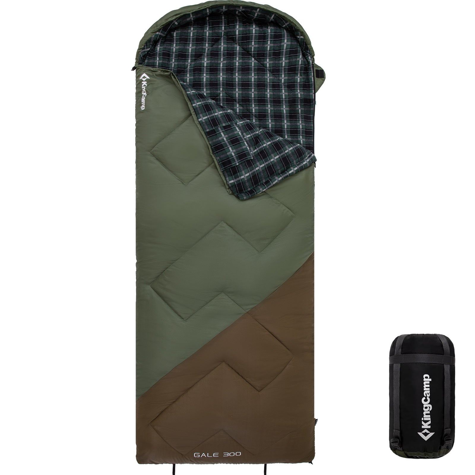 KINGCAMP Deckenschlafsack Gale 300 Schlafsack XL Lang Breit Baumwolle -13°C