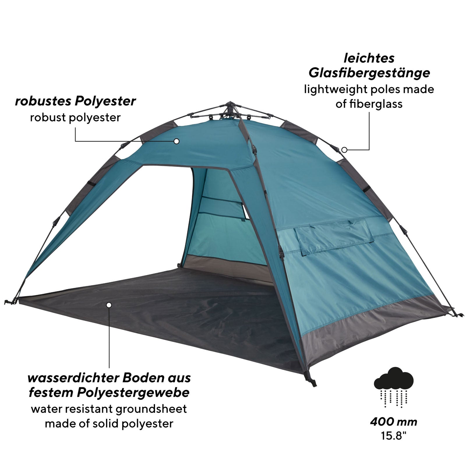 UQUIP Automatic Beach Shelter Buzzy Beach Tent Travel XL Wind Sun Protection UV50+