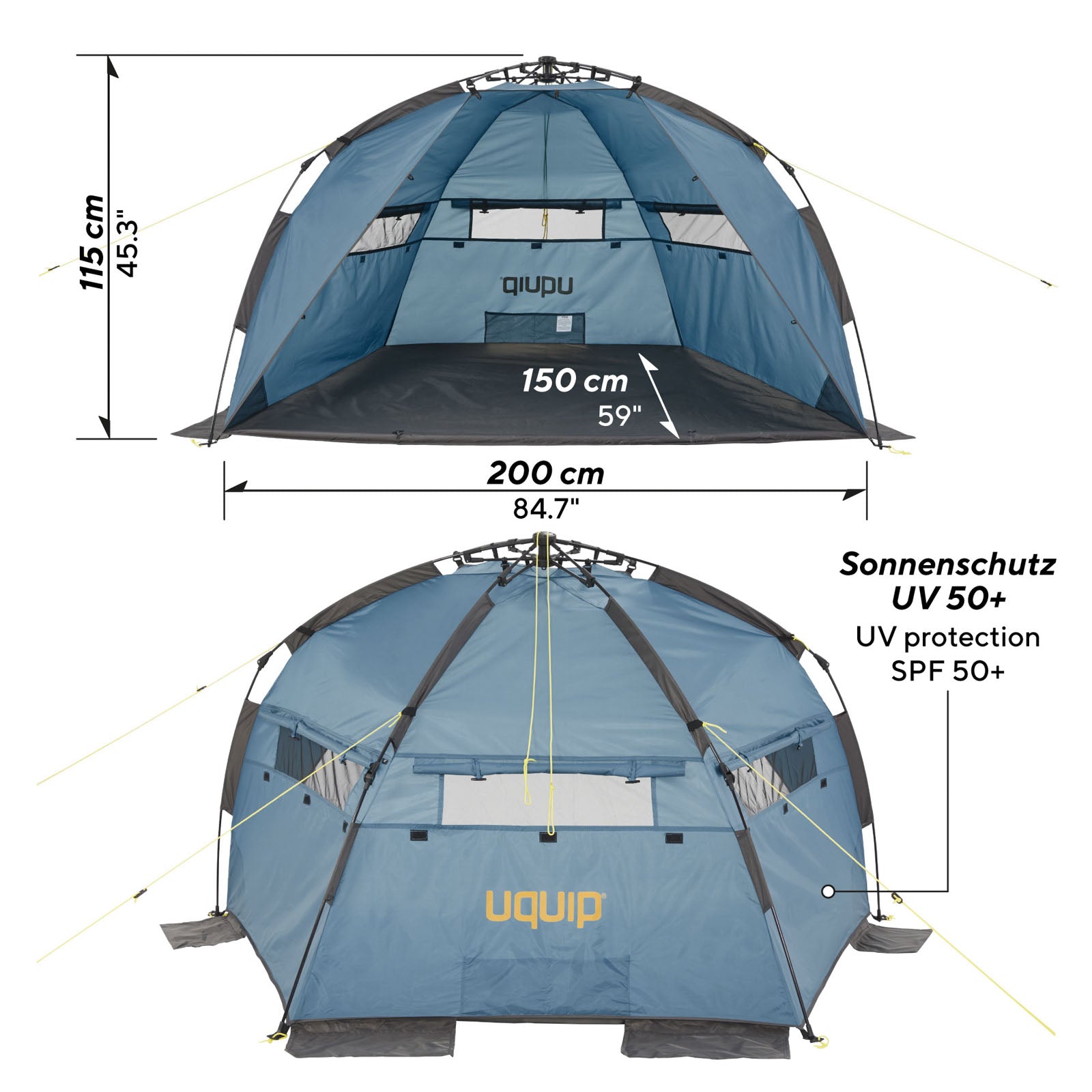 Tente de plage automatique UQUIP Speedy – Protection contre le vent et le soleil, indice UV50+