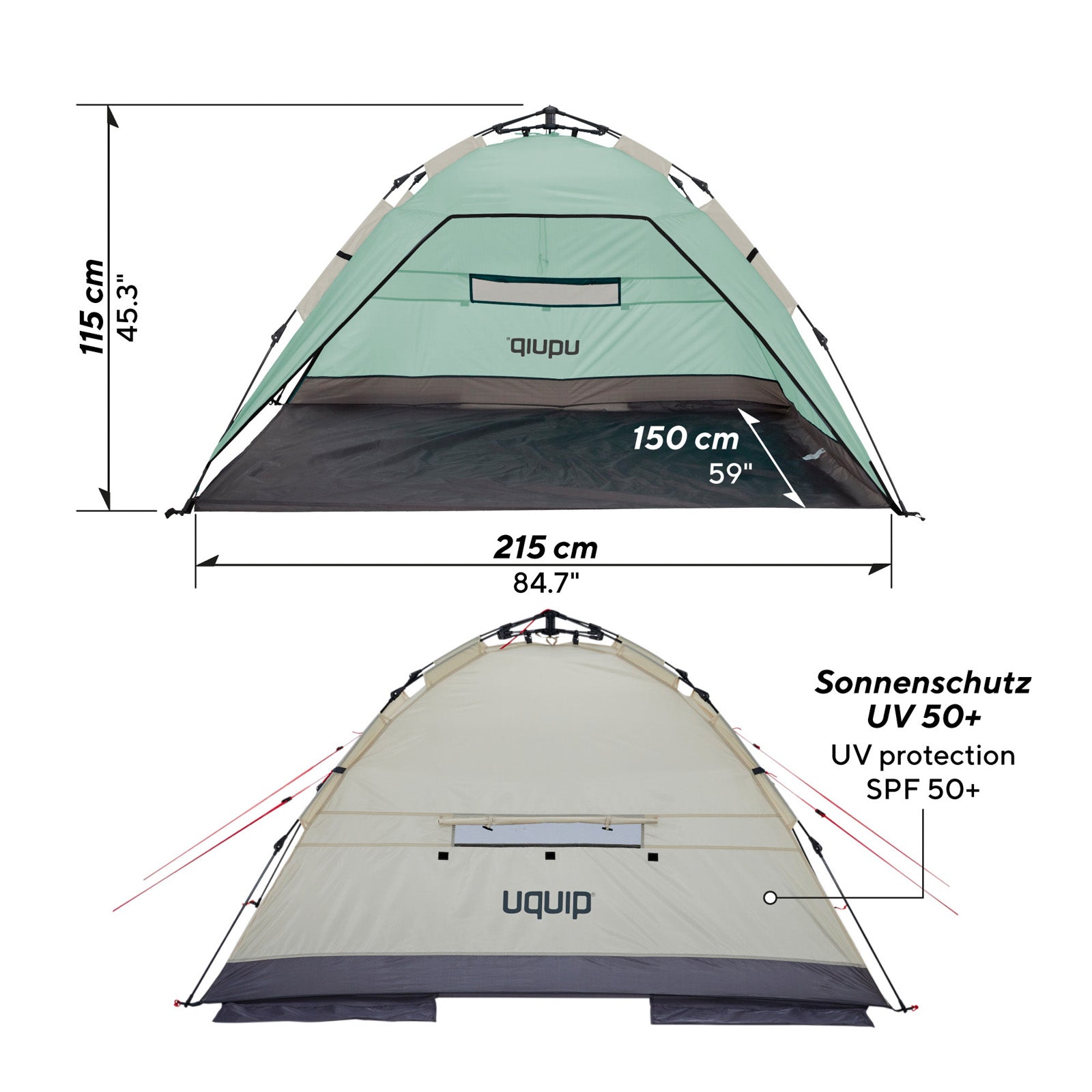 UQUIP Automatik Strandmuschel Buzzy Strandzelt Reise XL Wind Sonnen Schutz UV50+