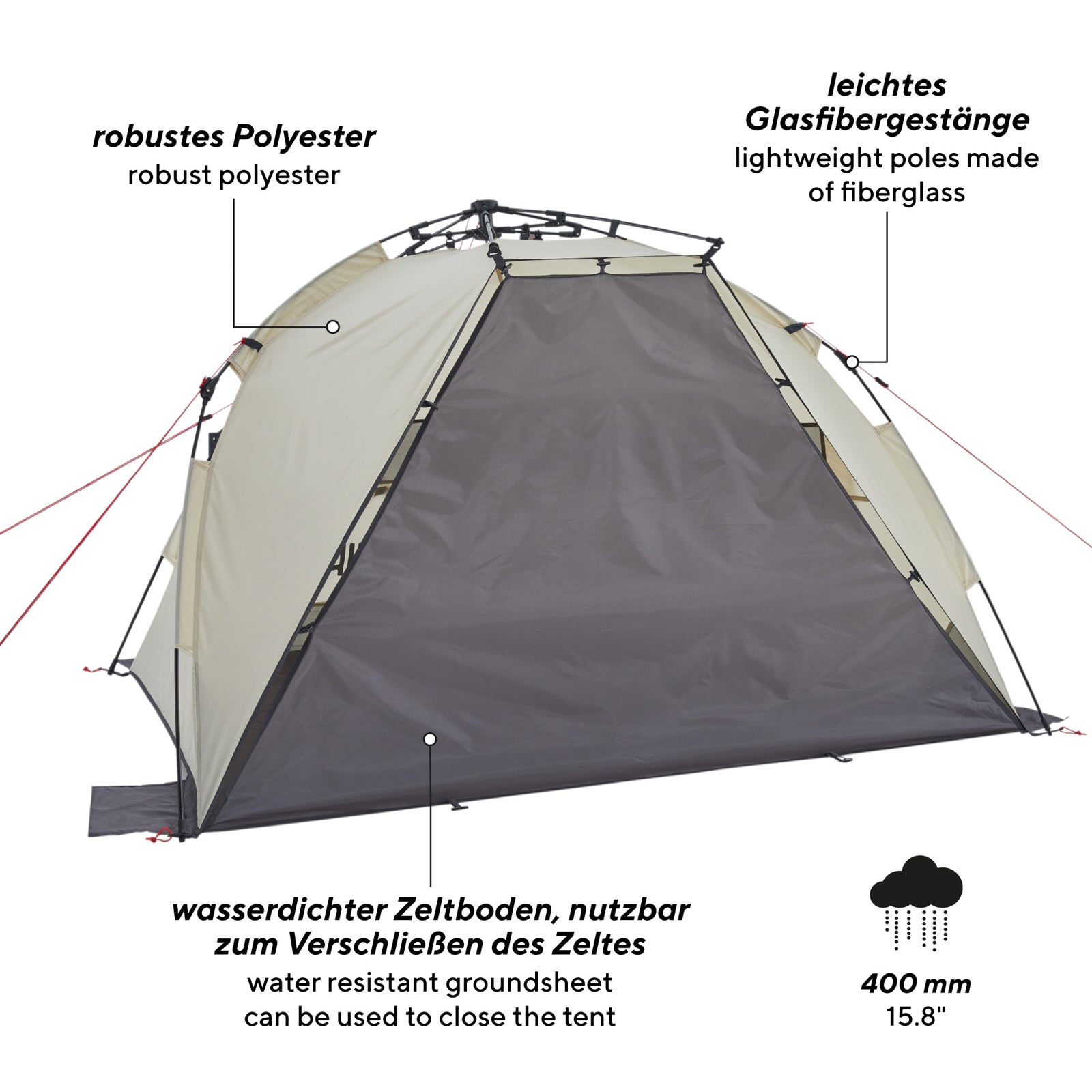 Tente de plage automatique UQUIP Speedy – Protection contre le vent et le soleil, indice UV50+