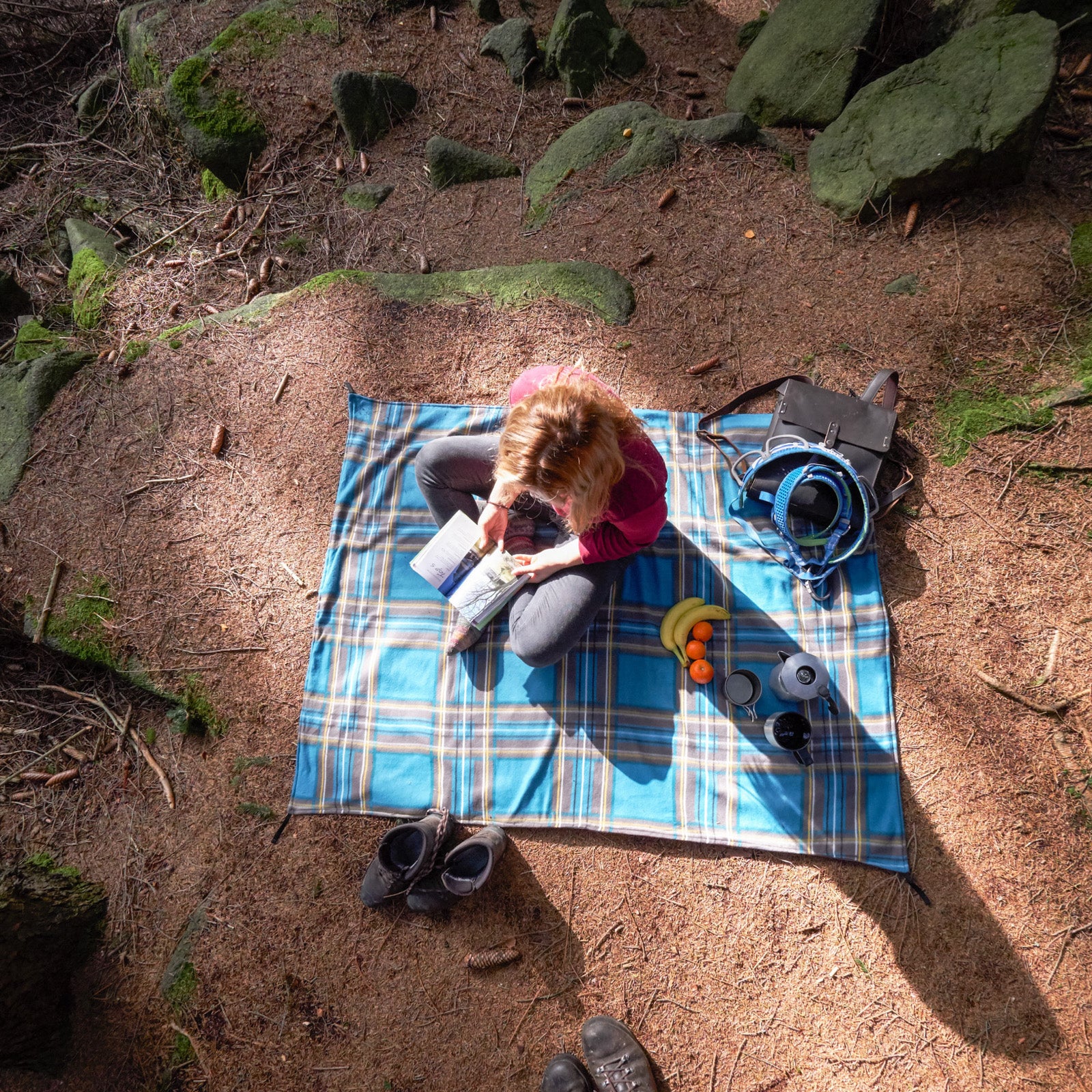 Couverture de camping Uquip Scotty pour 2 personnes, couverture de pique-nique pour parc, tapis de plage, grand format