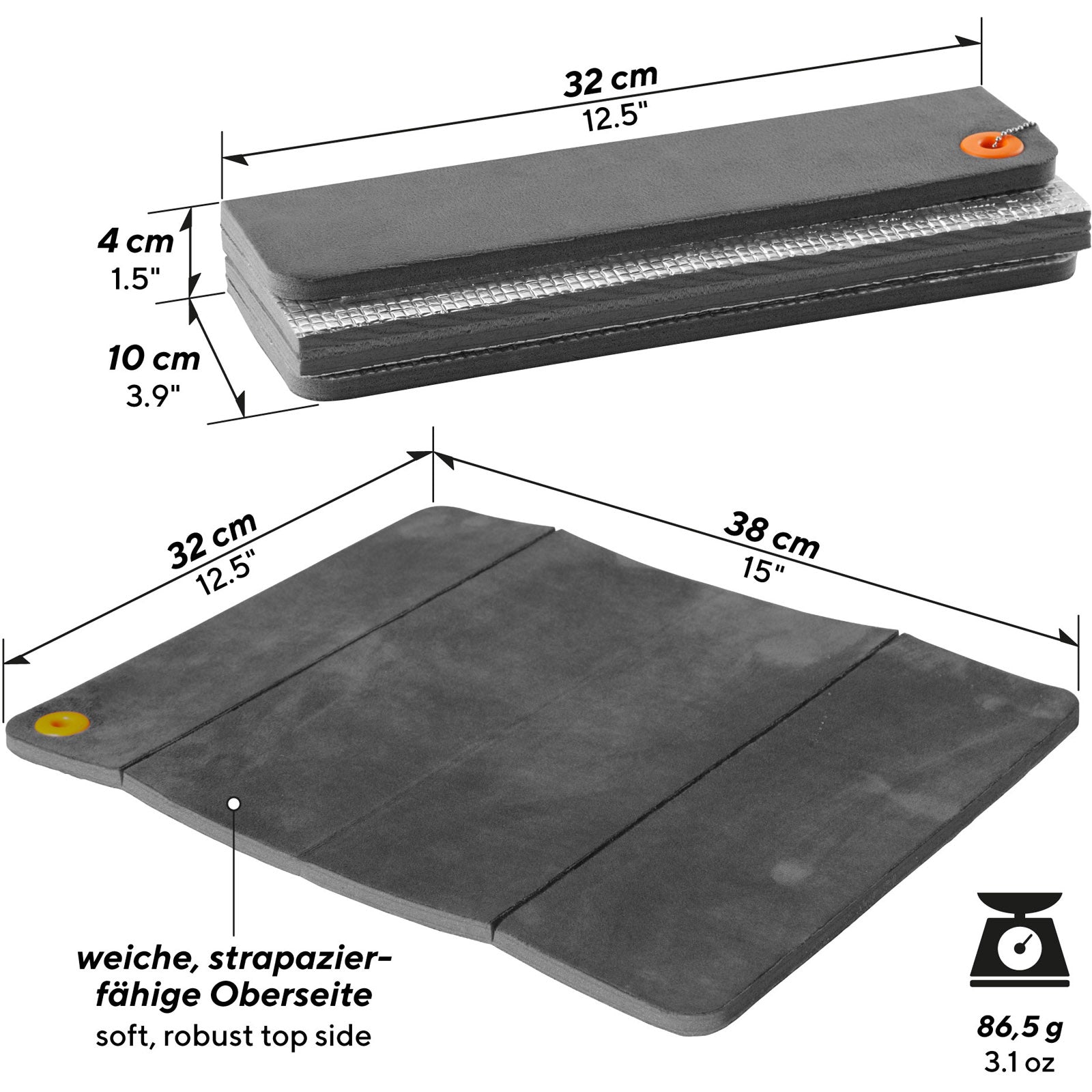 Coussin de siège UQUIP Josy, tapis de camping pliable, coussin de siège thermique extérieur en aluminium