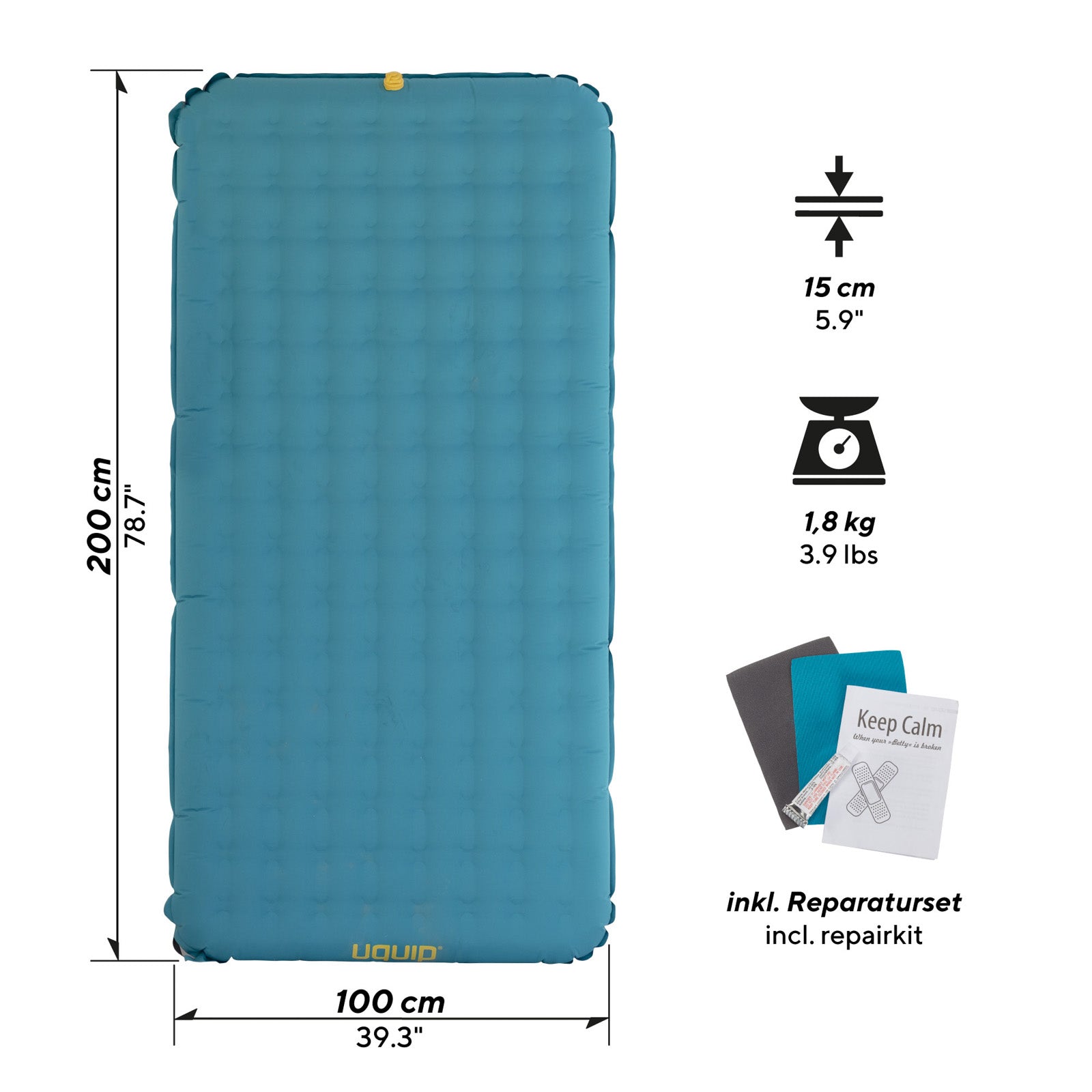 UQUIP Camping Luftbett Betty Single XL Komfort Isomatte Luft Matratze Bett 15 cm