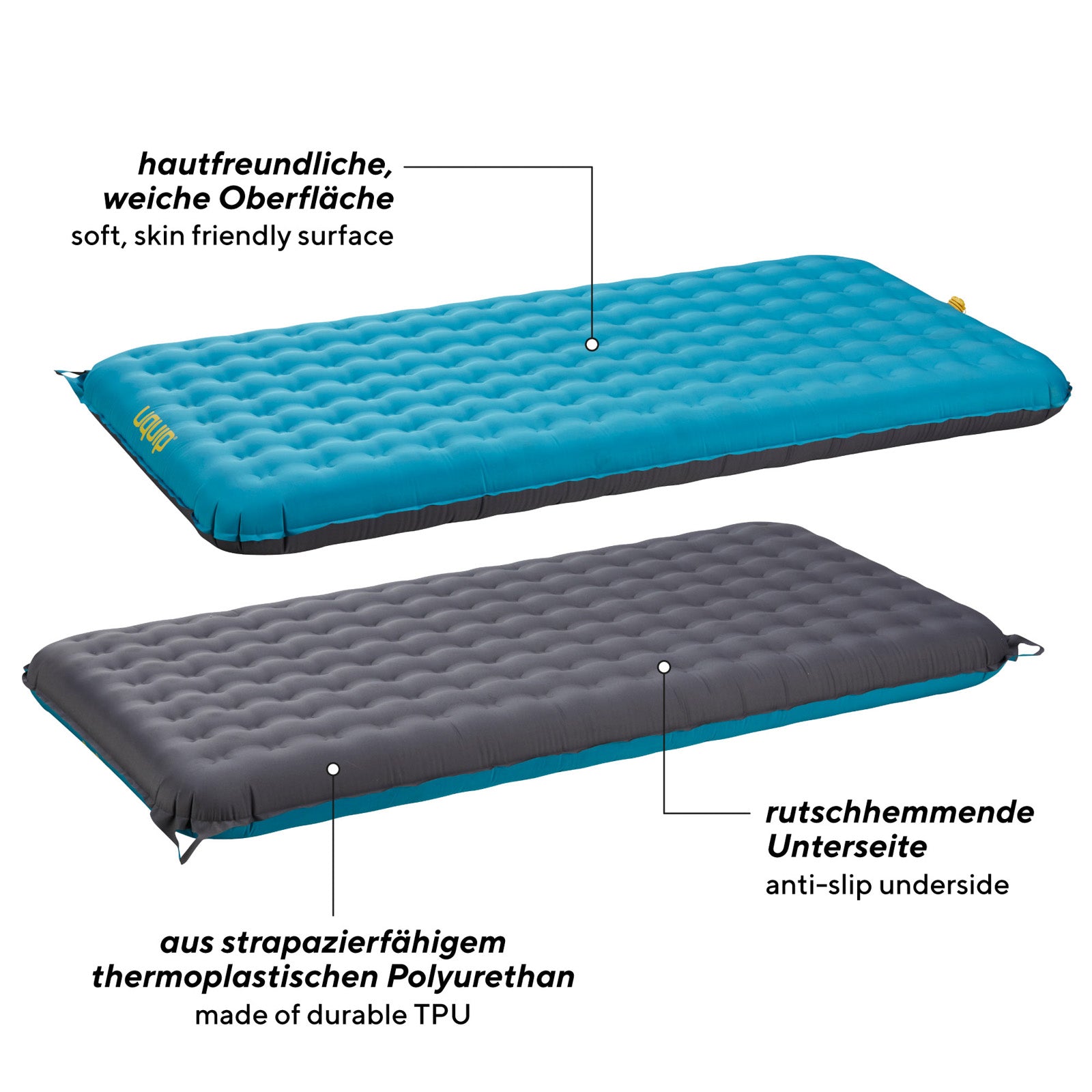 UQUIP Camping Luftbett Betty Single XL Komfort Isomatte Luft Matratze Bett 15 cm
