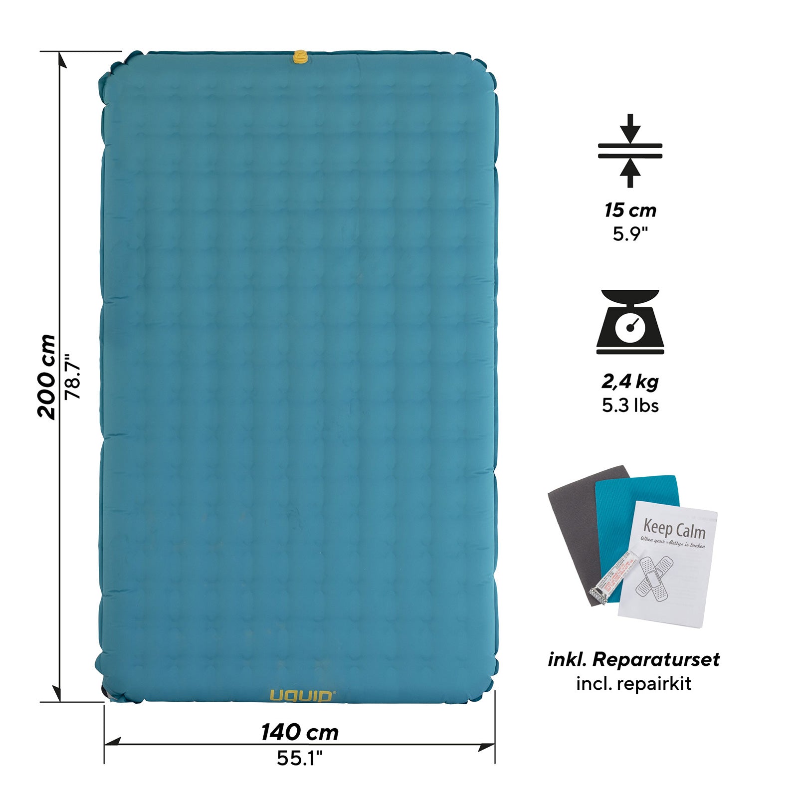 UQUIP Camping luchtbed Betty Double XL Comfort 2-persoons matras 15 cm