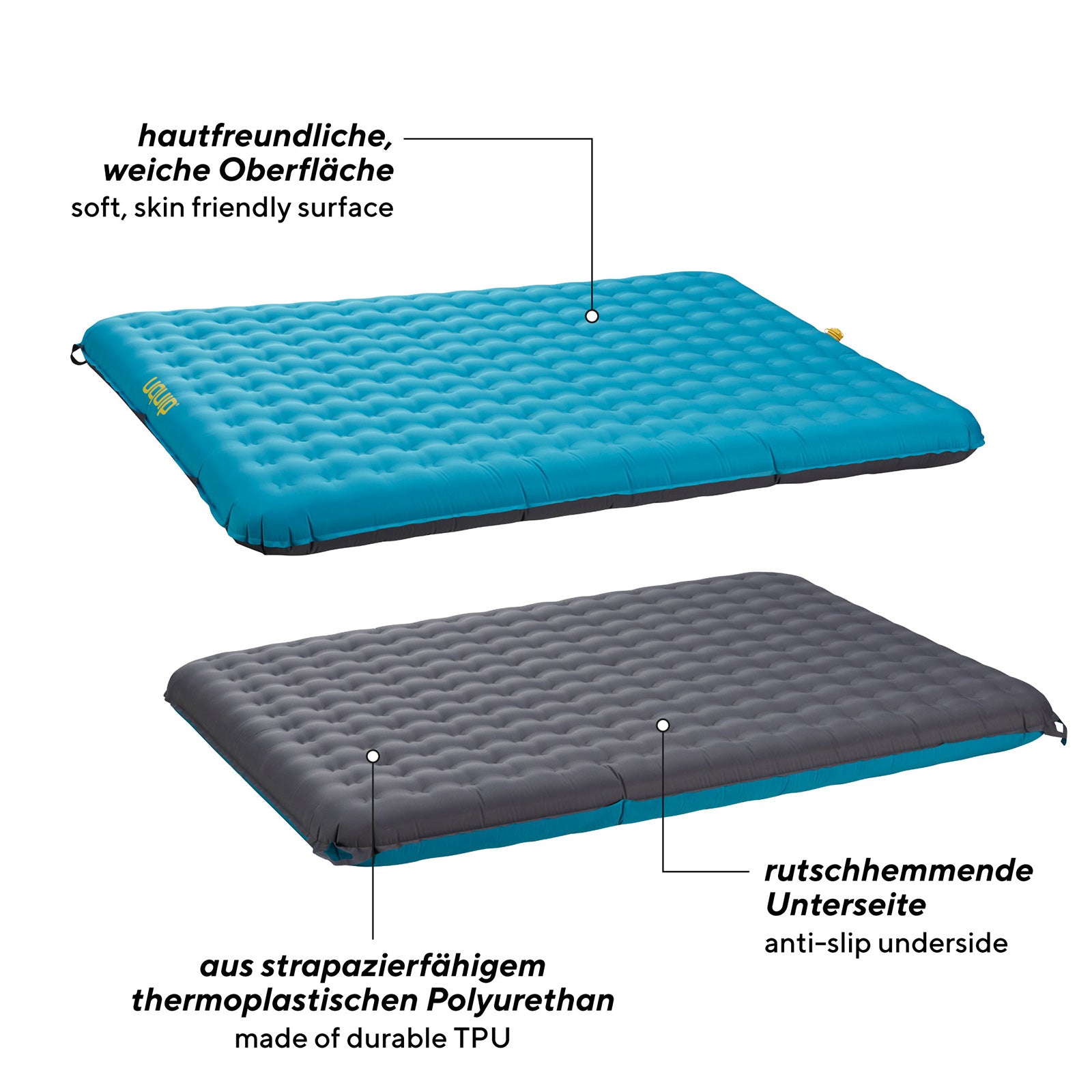 Matelas gonflable de camping UQUIP Betty Double XL Comfort 2 personnes Matelas double 15 cm