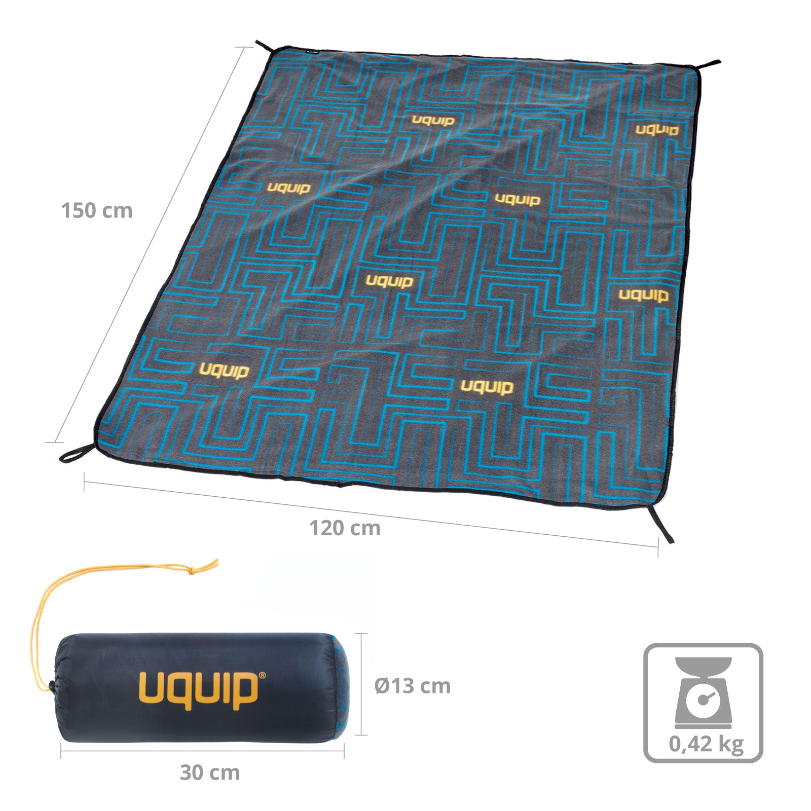 Couverture de camping Uquip Scotty pour 2 personnes – Couverture de pique-nique et tapis de plage grand format
