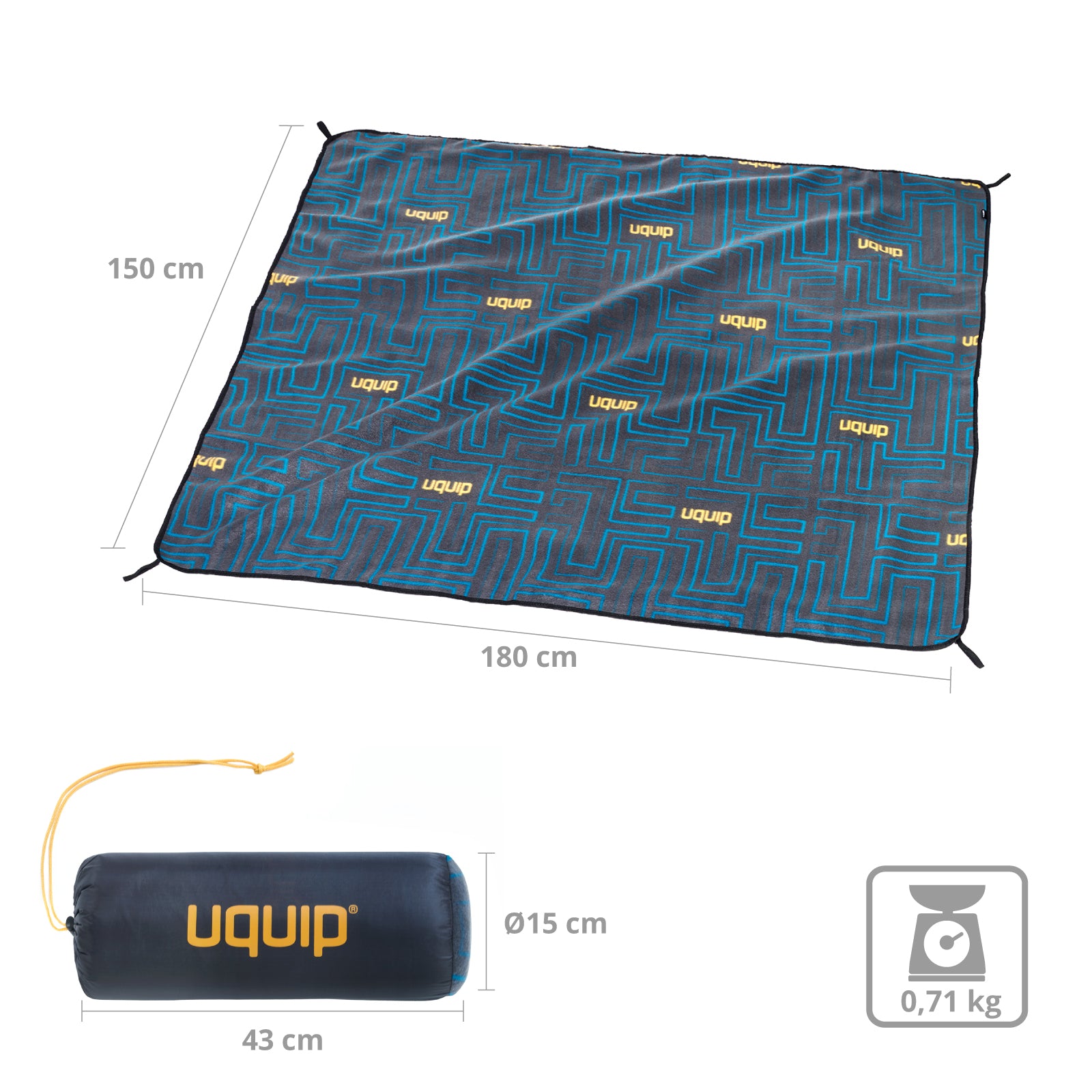 Couverture de camping Uquip Scotty pour 2 personnes – Couverture de pique-nique et tapis de plage grand format