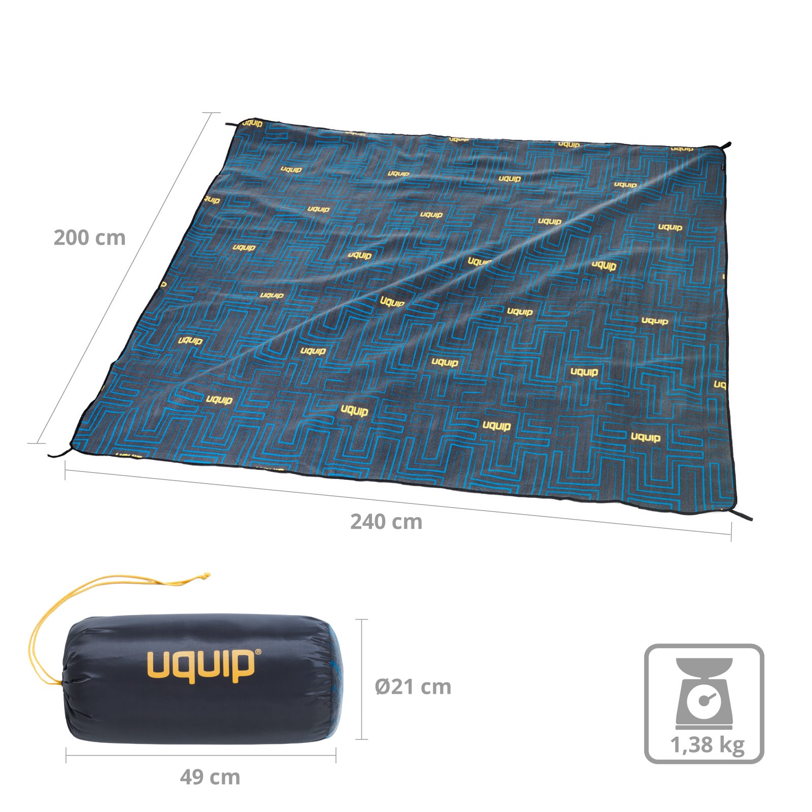 Couverture de camping Uquip Scotty pour 2 personnes – Couverture de pique-nique et tapis de plage grand format