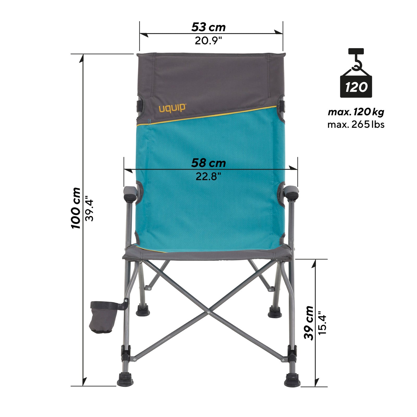 UQUIP Camping Chair Sidney Beach Chair Folding Chair Folding Chair Foldable Steel 120 kg