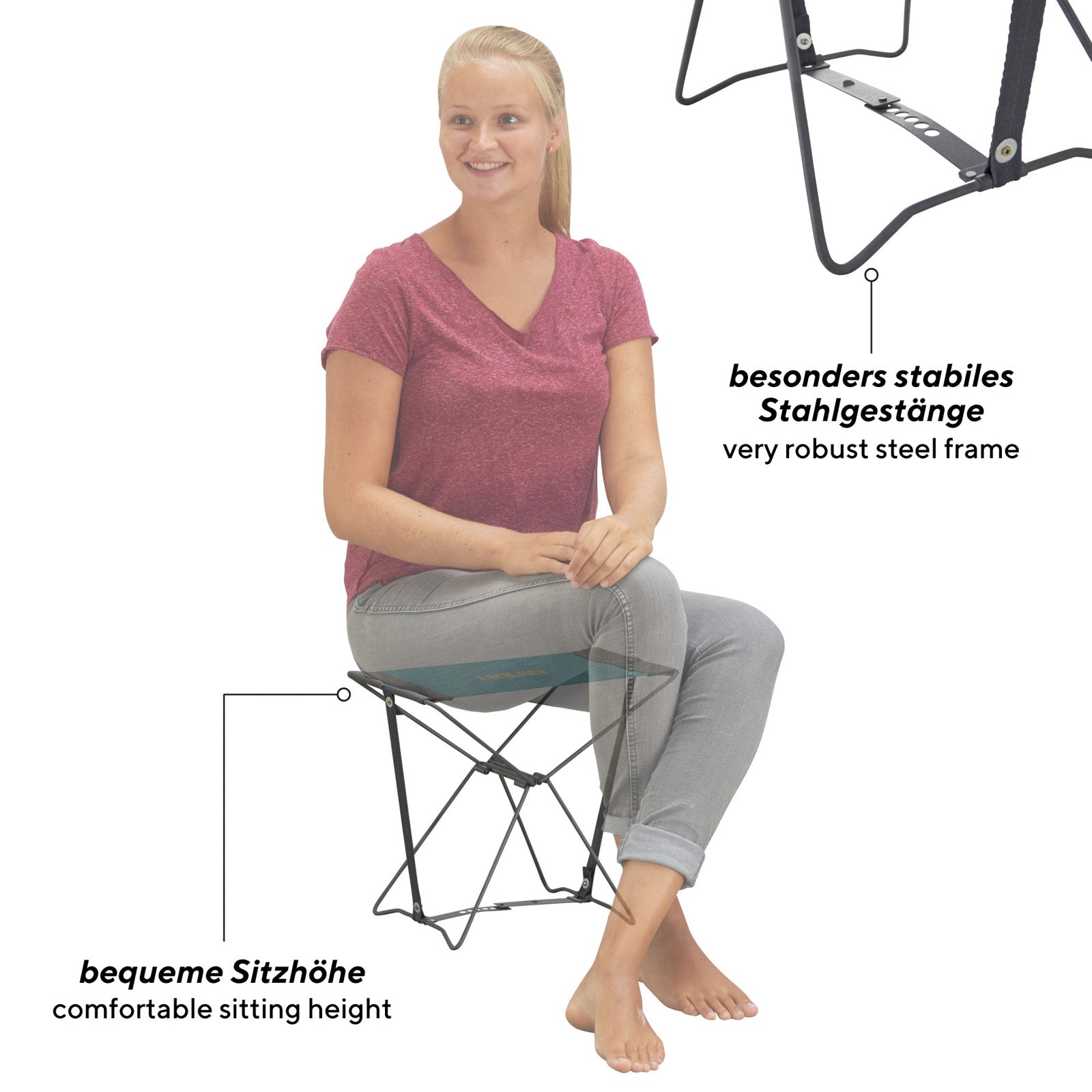 UQUIP Mini Falthocker Fancy Camping Klapphocker Campinghocker Angelhocker 100kg