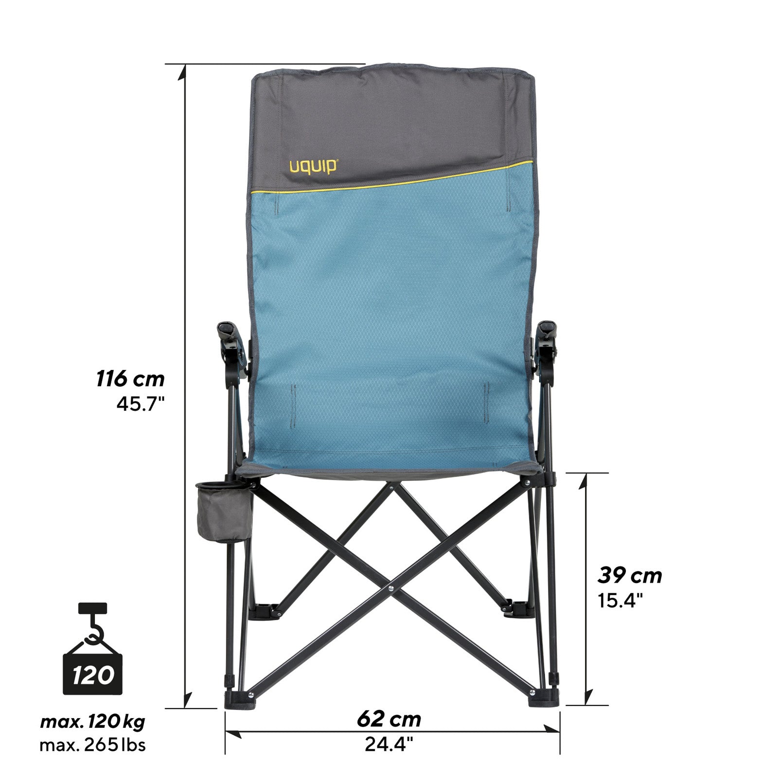 UQUIP Camping Chair Becky Beach Chair Folding Chair Adjustable 120 kg