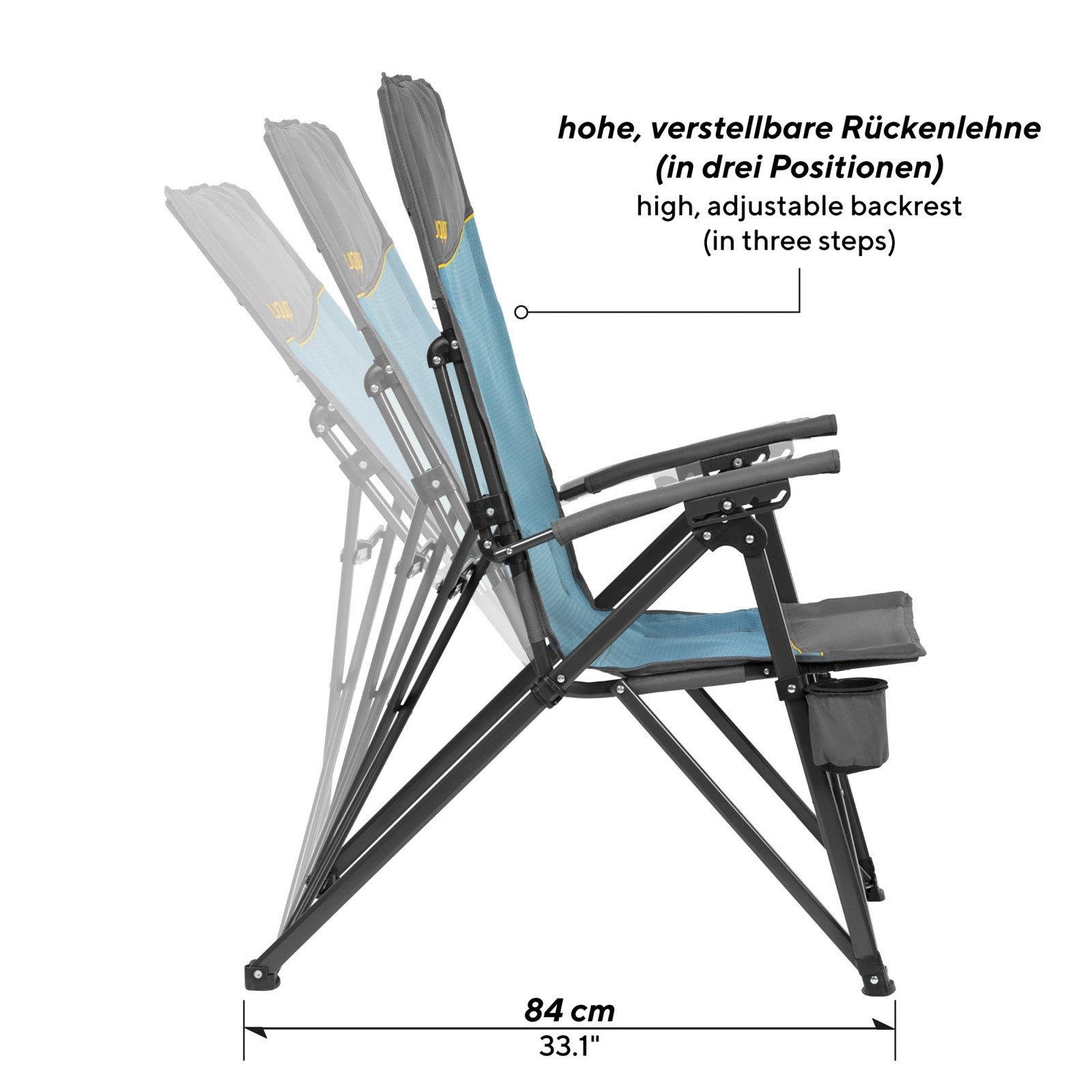 UQUIP Camping Chair Becky Beach Chair Folding Chair Adjustable 120 kg