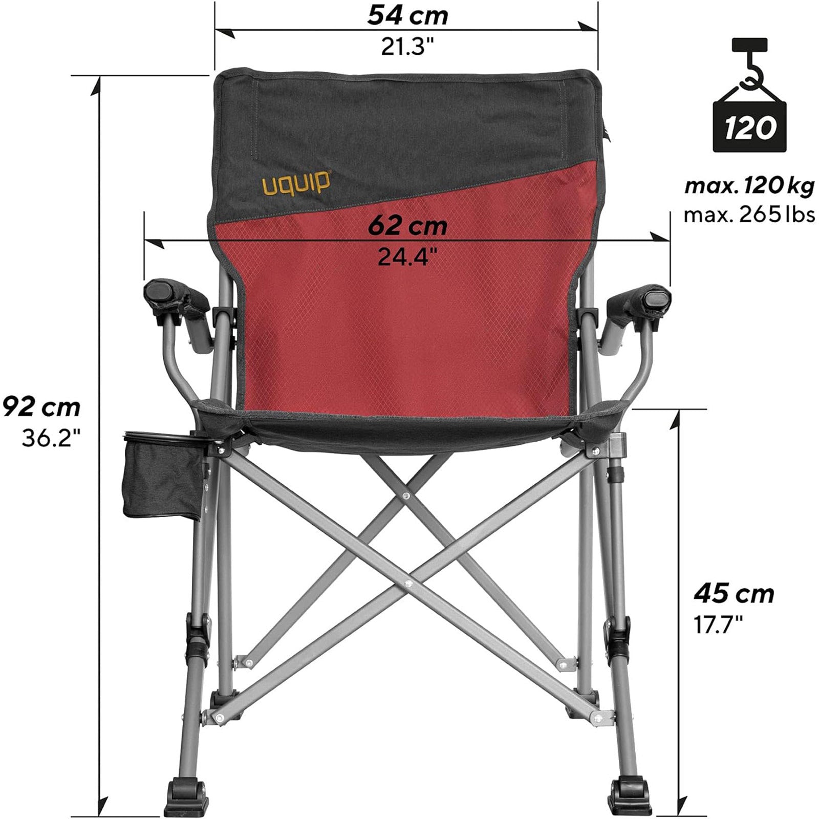 UQUIP Campingstuhl Roxy Strandstuhl Faltstuhl Klappstuhl Faltbar Stahl 120 kg