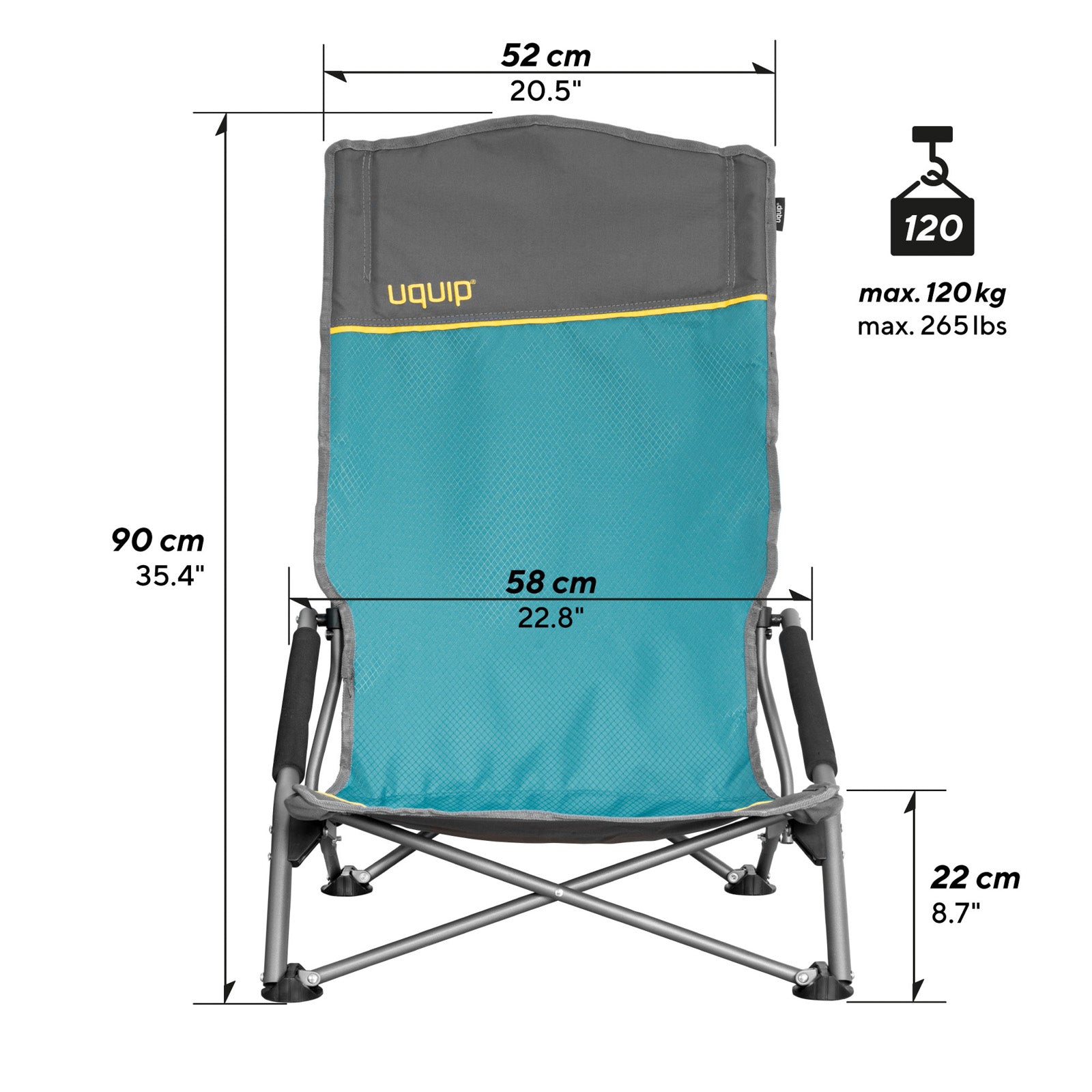 UQUIP Strandstuhl Sandy XL Campingstuhl Faltstuhl Klappstuhl Stahl Faltbar 120kg
