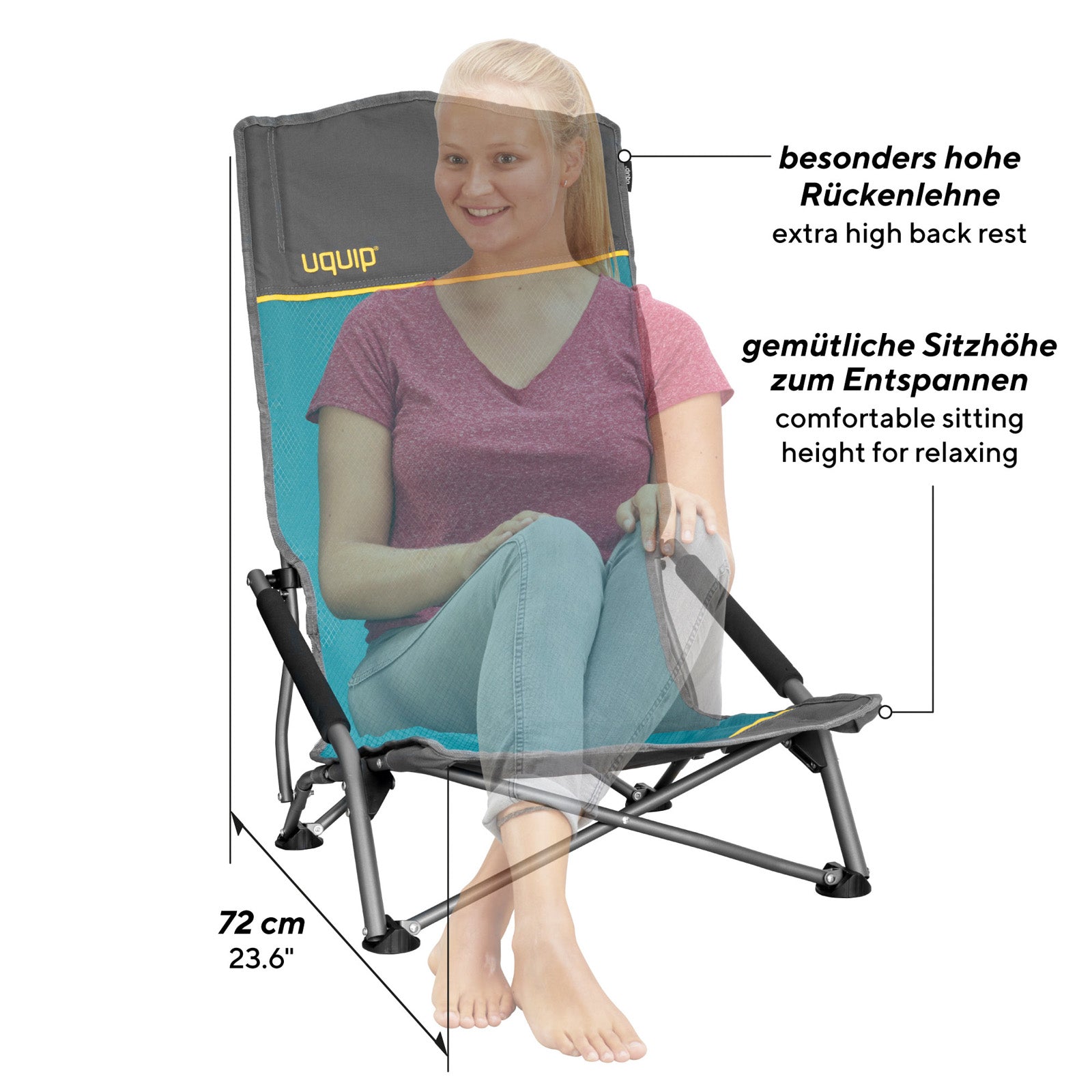 UQUIP Strandstuhl Sandy XL Campingstuhl Faltstuhl Klappstuhl Stahl Faltbar 120kg