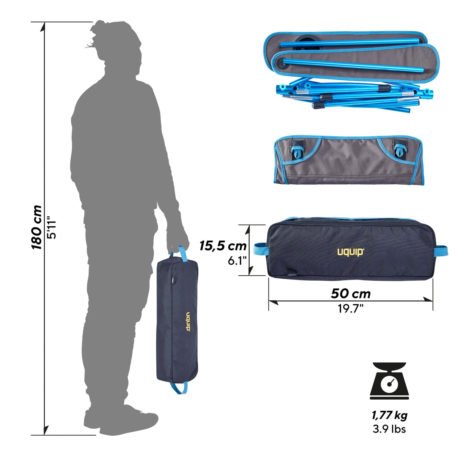 UQUIP Campingstuhl Infinity Lounger Leichtgewichtsstuhl Ultraleicht Alu 130 kg