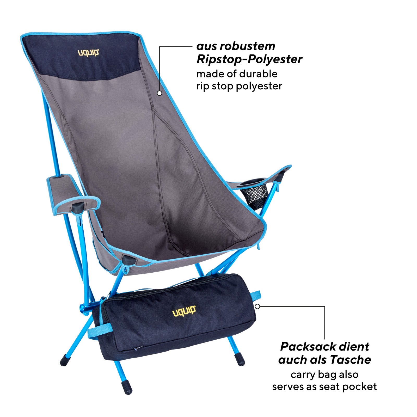 UQUIP Campingstuhl Infinity Lounger Leichtgewichtsstuhl Ultraleicht Alu 130 kg