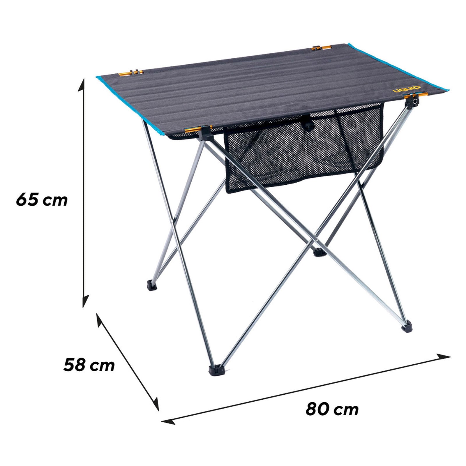 Table de camping UQUIP Liberty L : table de camping pliante, table à roulettes, table rabattable, légère, en aluminium